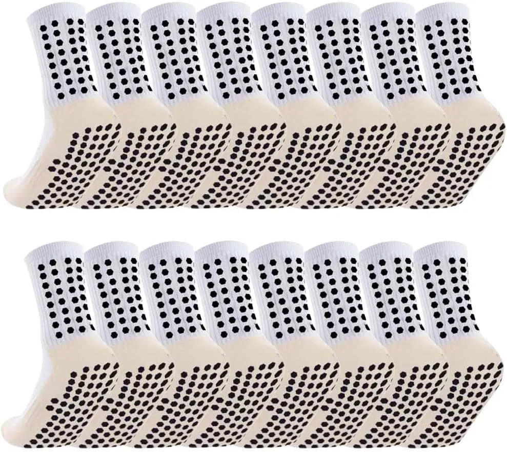 8 Pairs Kids Grip Soccer Socks, Non Slip Socks for 6-12 Years Old Kids, Anti Slip Socks for Soccer Basketball