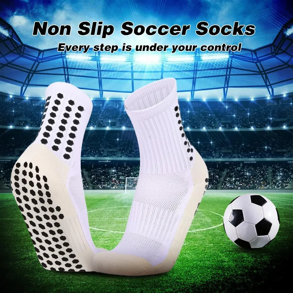 8 Pairs Kids Grip Soccer Socks, Non Slip Socks for 6-12 Years Old Kids, Anti Slip Socks for Soccer Basketball