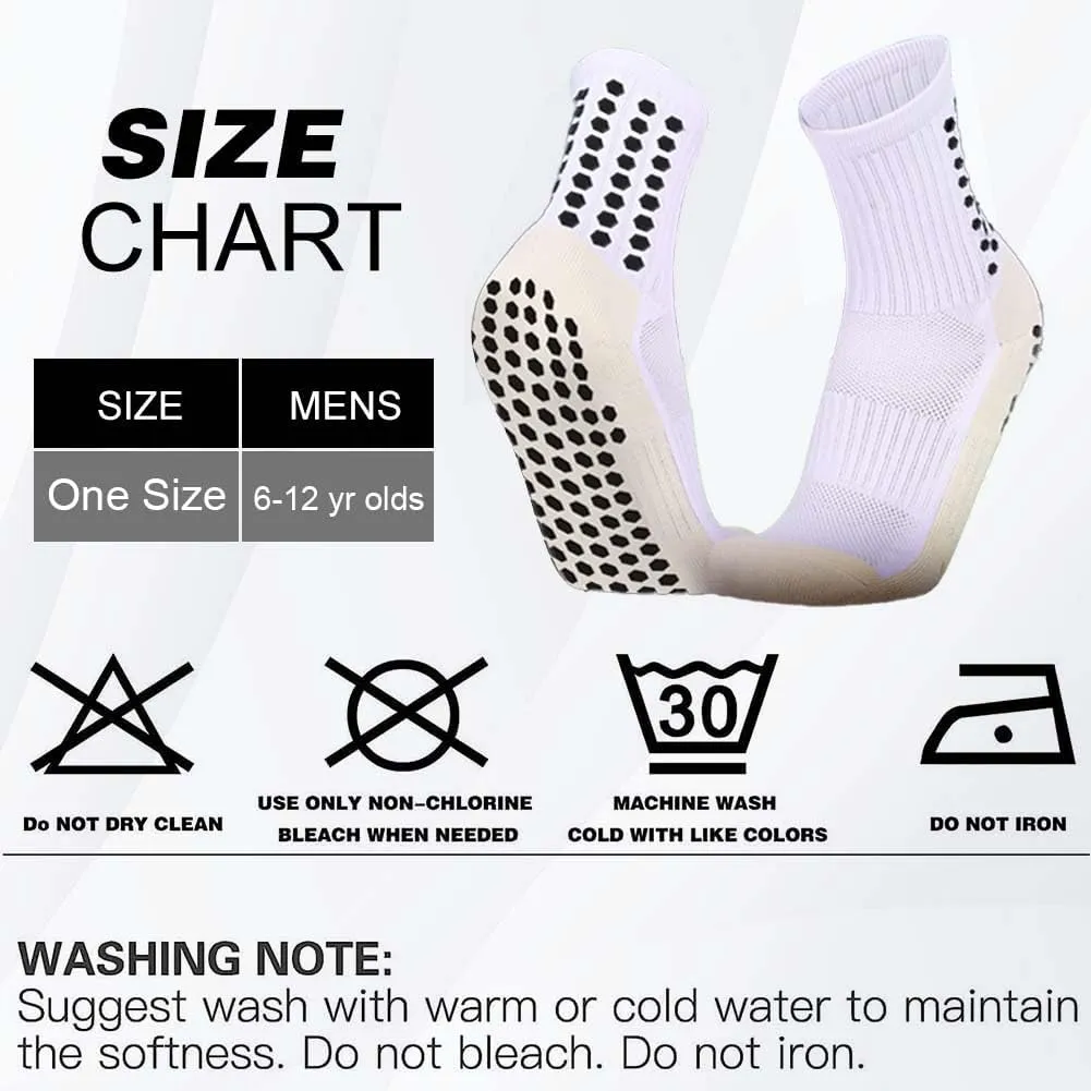 8 Pairs Kids Grip Soccer Socks, Non Slip Socks for 6-12 Years Old Kids, Anti Slip Socks for Soccer Basketball