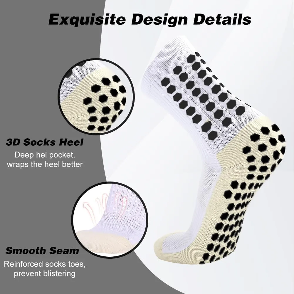 8 Pairs Kids Grip Soccer Socks, Non Slip Socks for 6-12 Years Old Kids, Anti Slip Socks for Soccer Basketball