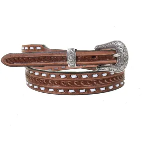 B1160 -  Pecan Vintage Tooled Narrow Belt