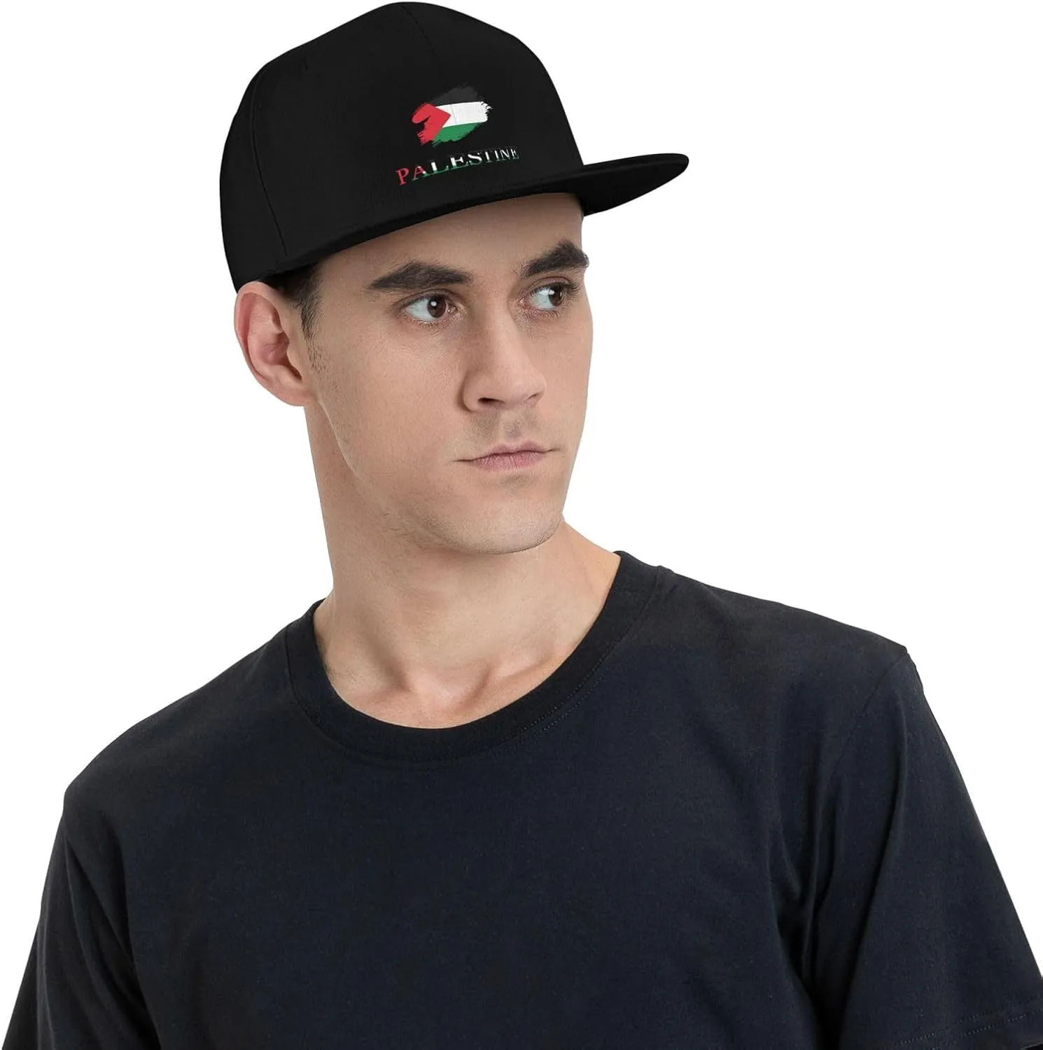 Brush Palestinian Palestine Flag Baseball Cap Snapback Hat Adjustable Flat Bill Brim Hat