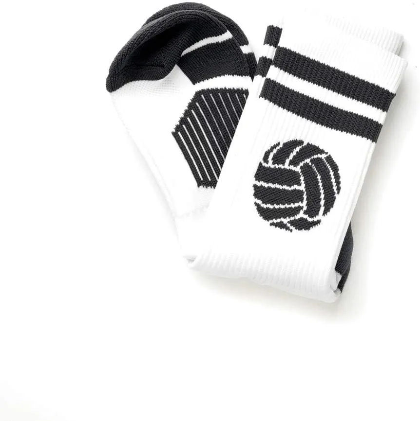 ChalkTalkSPORTS Volleyball Performance Crew Socks - Classic Ball - Youth & Adult - Multiple Colors - Volleyball Mid-Calf Sock