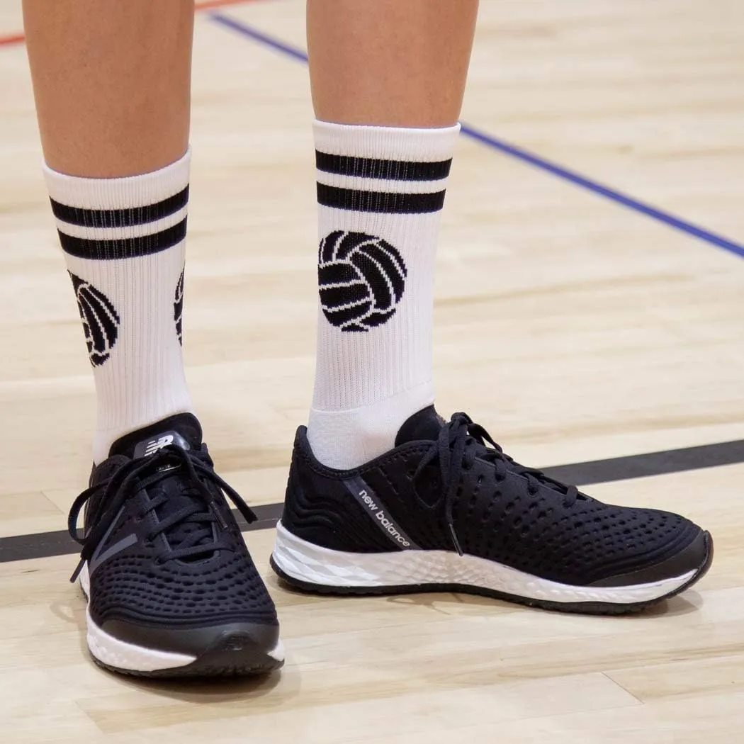 ChalkTalkSPORTS Volleyball Performance Crew Socks - Classic Ball - Youth & Adult - Multiple Colors - Volleyball Mid-Calf Sock