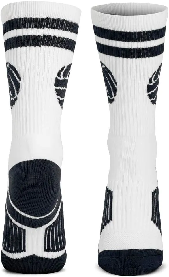 ChalkTalkSPORTS Volleyball Performance Crew Socks - Classic Ball - Youth & Adult - Multiple Colors - Volleyball Mid-Calf Sock