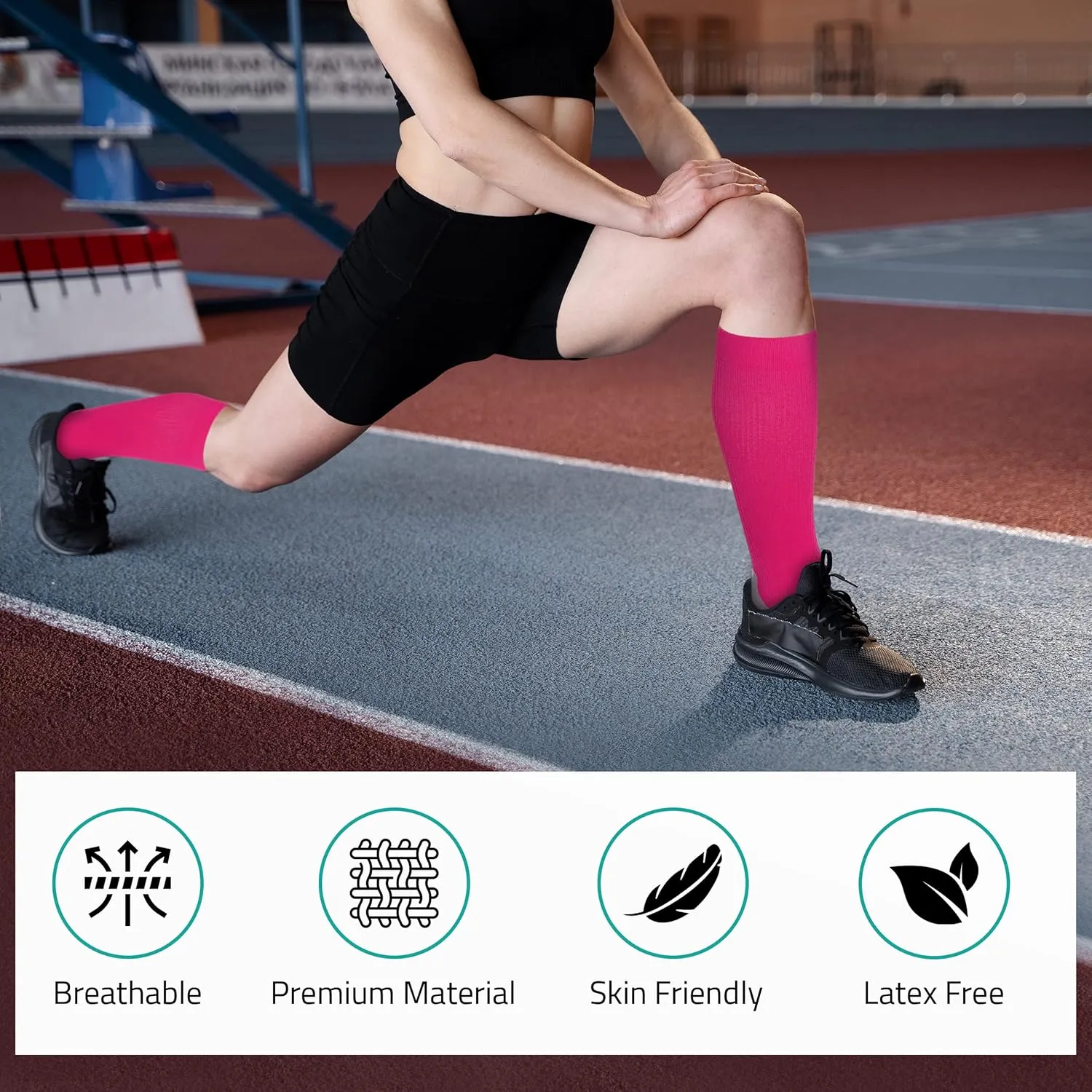 compression socks for Women and Men, 15-20 mmHg support Sock for All-Day Wear, Sports Performance circulation compression sock - Great For Running, active, sport, athletic. (Small, Pink)