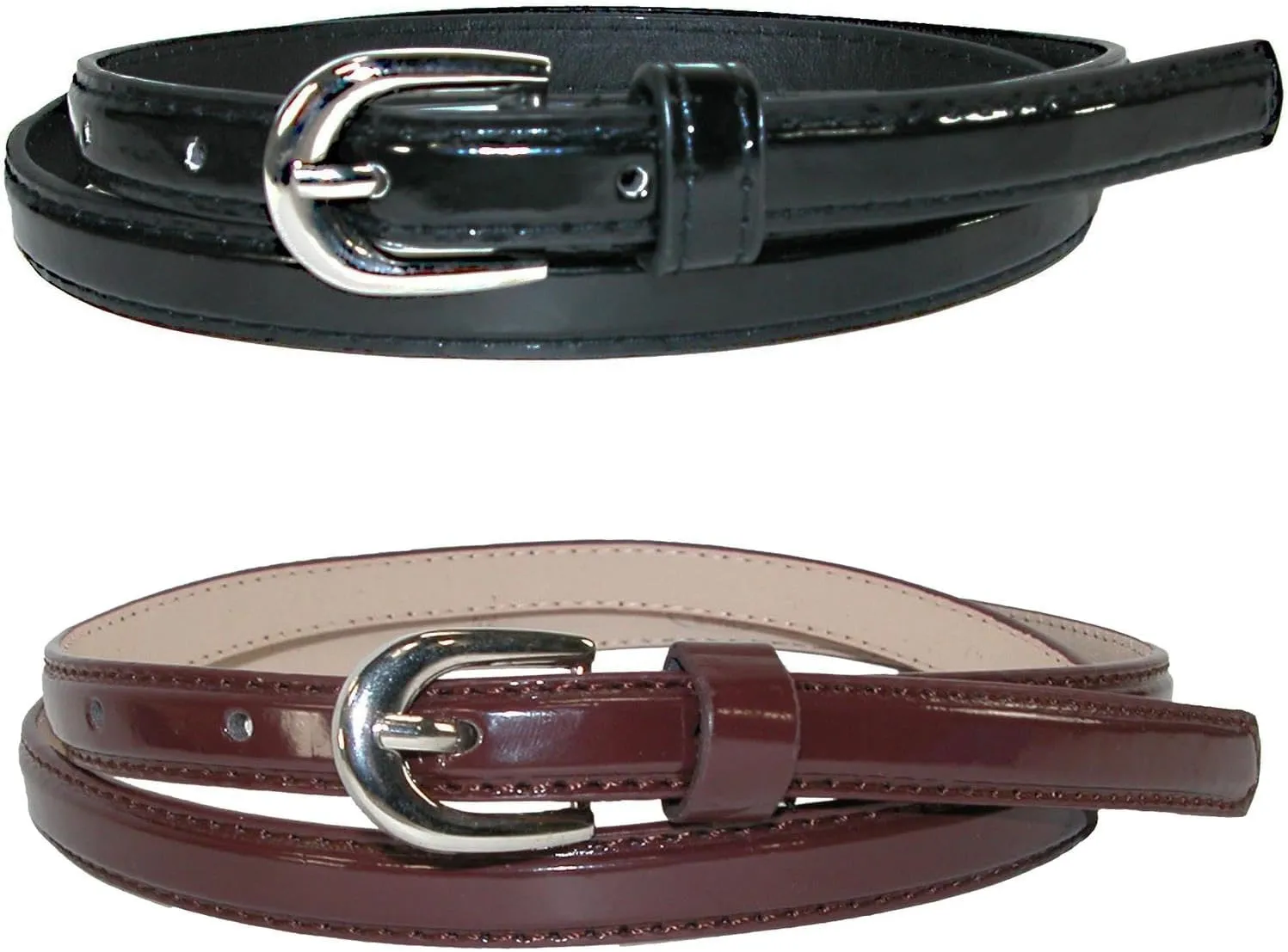 CTM® Women's Skinny Dress Belt (Pack of 2 Colors)