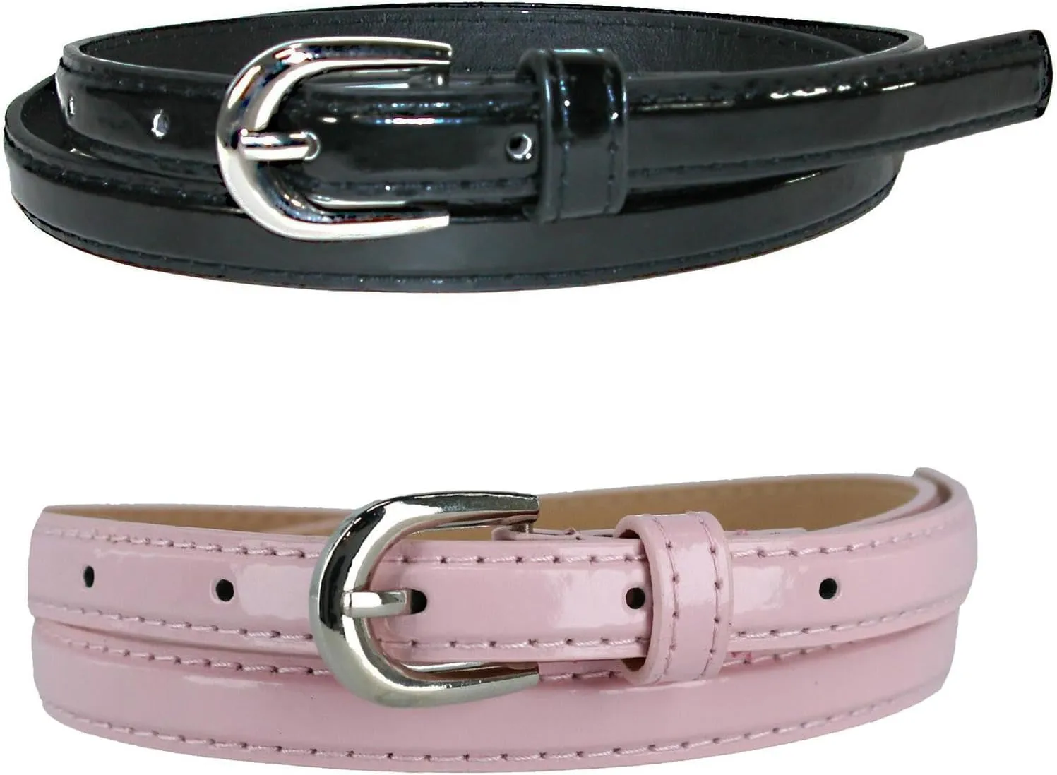 CTM® Women's Skinny Dress Belt (Pack of 2 Colors)