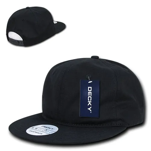 Decky 370 - Relaxed Snapback Hat, 6 Panel Cotton Flat Bill Cap