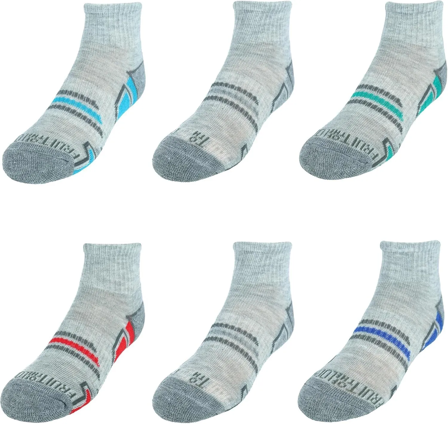 Fruit of the Loom Boys' 6-Pair Half Cushion Ankle Socks