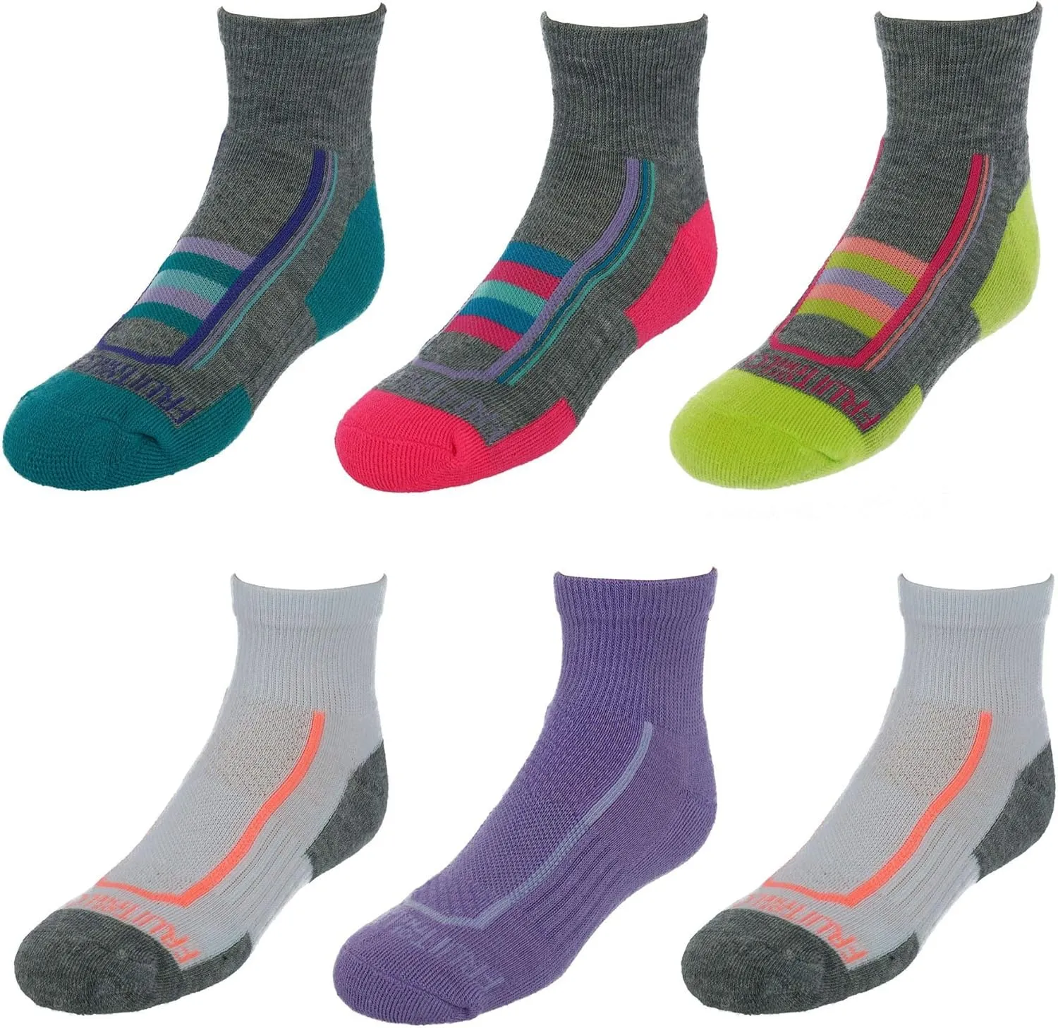 Fruit of the Loom Girl's Active Cushioned Ankle Socks (Pack of 6)