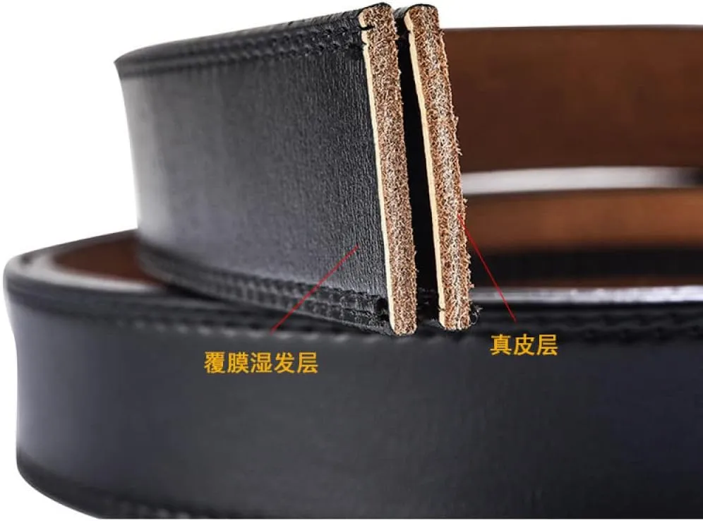 leather No Buckle 3.5cm Wide Real Genuine Leather Belt Without Automatic Buckle Strap Belts Men