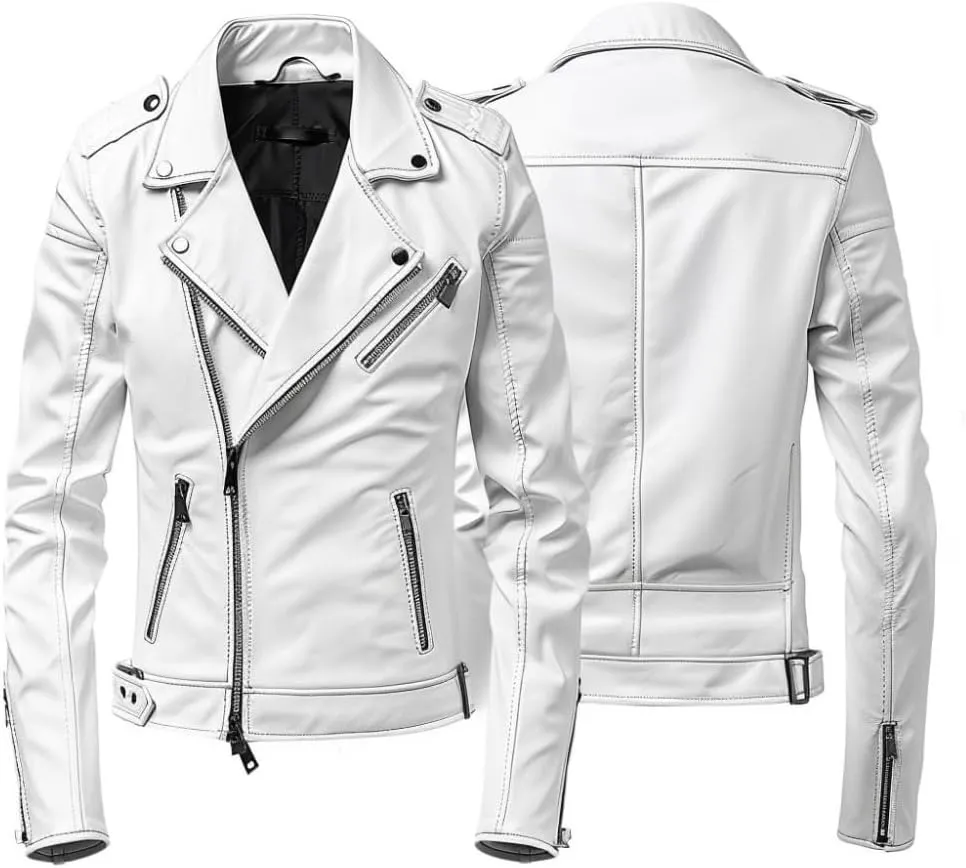 Mens Easy Bike Rider Jacket Motorcycle Asymmetric Zip-Up Jackets For Mens leather coats for men