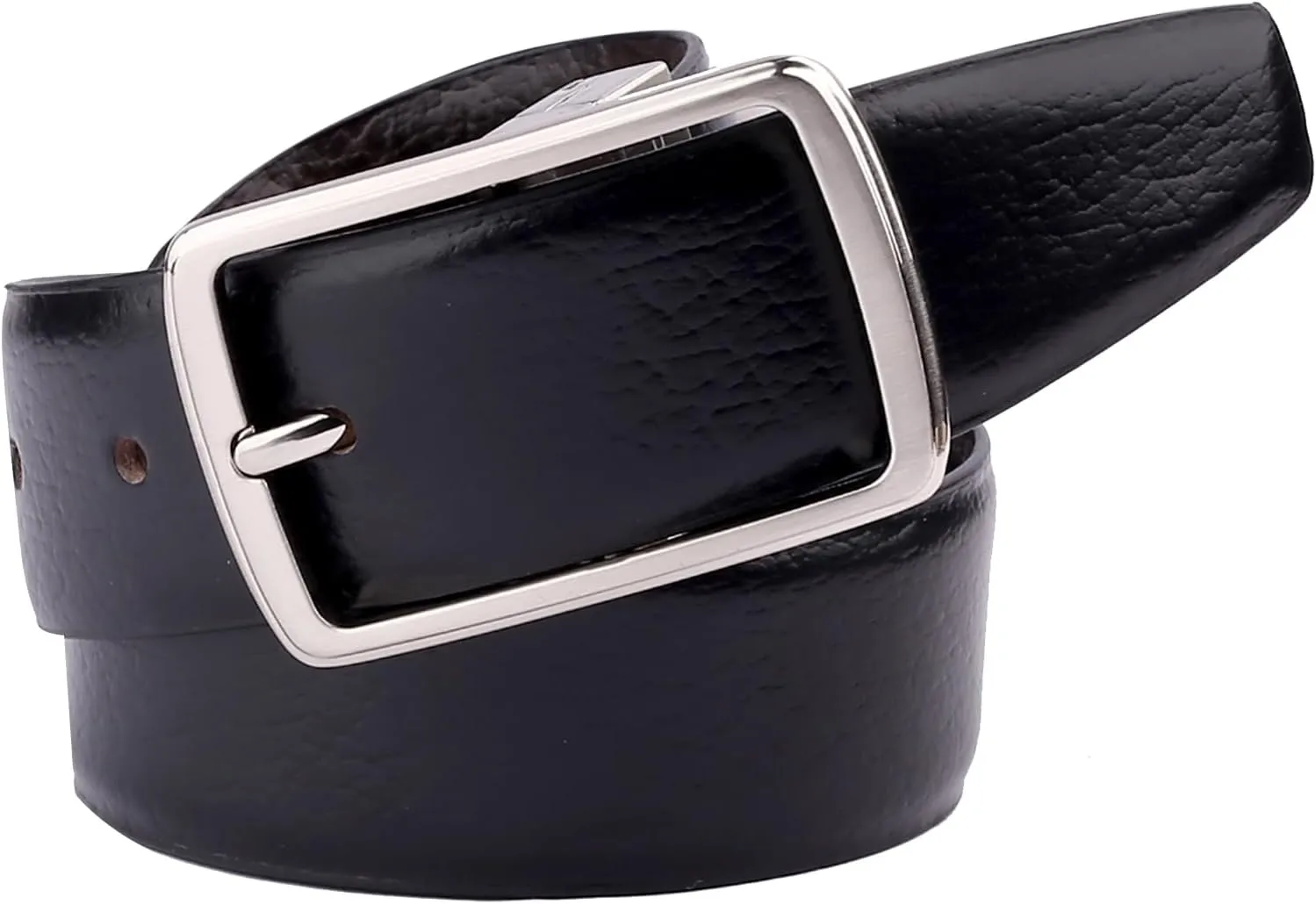 Men's Reversible Classic Dress Belt Italian Top Grain Genuine Leather With Rotating Metal Buckle