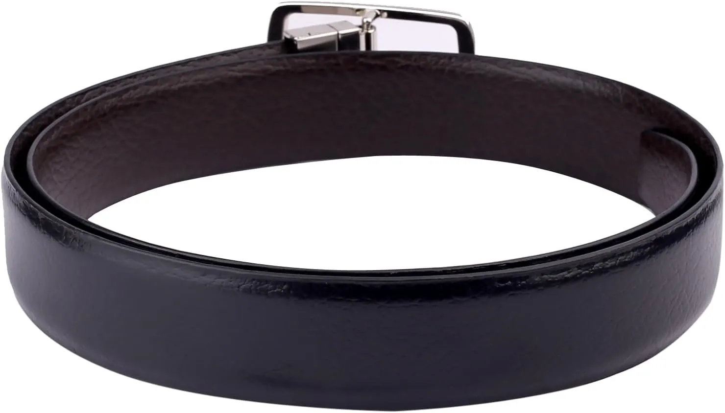 Men's Reversible Classic Dress Belt Italian Top Grain Genuine Leather With Rotating Metal Buckle