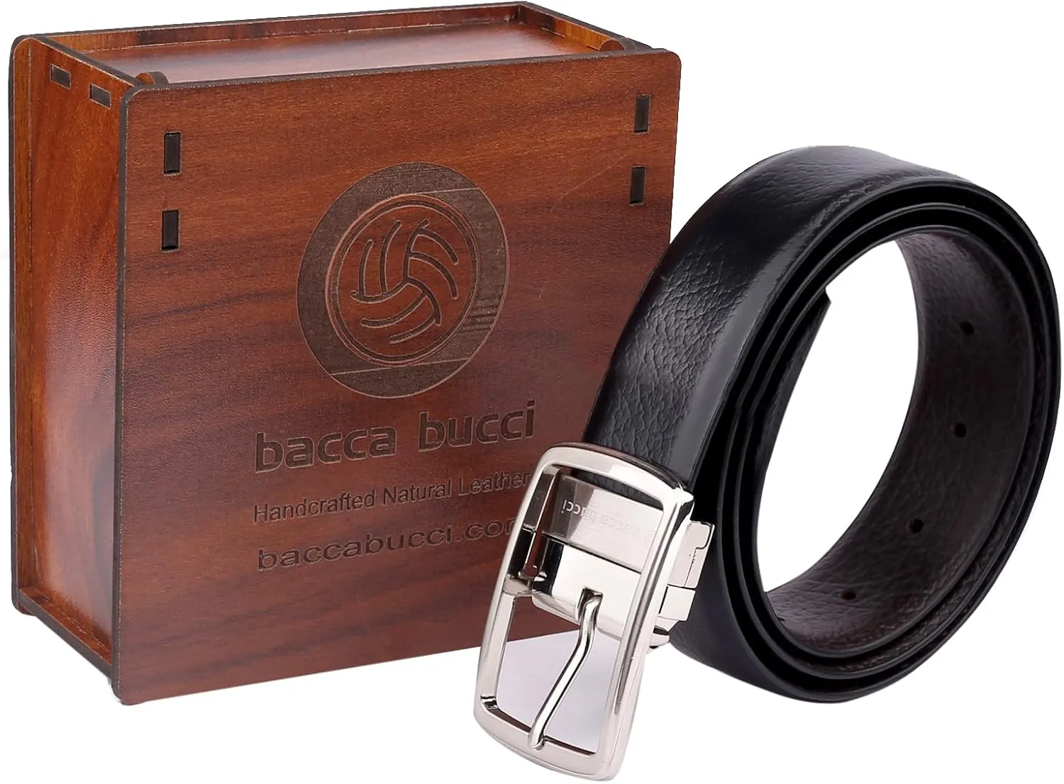 Men's Reversible Classic Dress Belt Italian Top Grain Genuine Leather With Rotating Metal Buckle