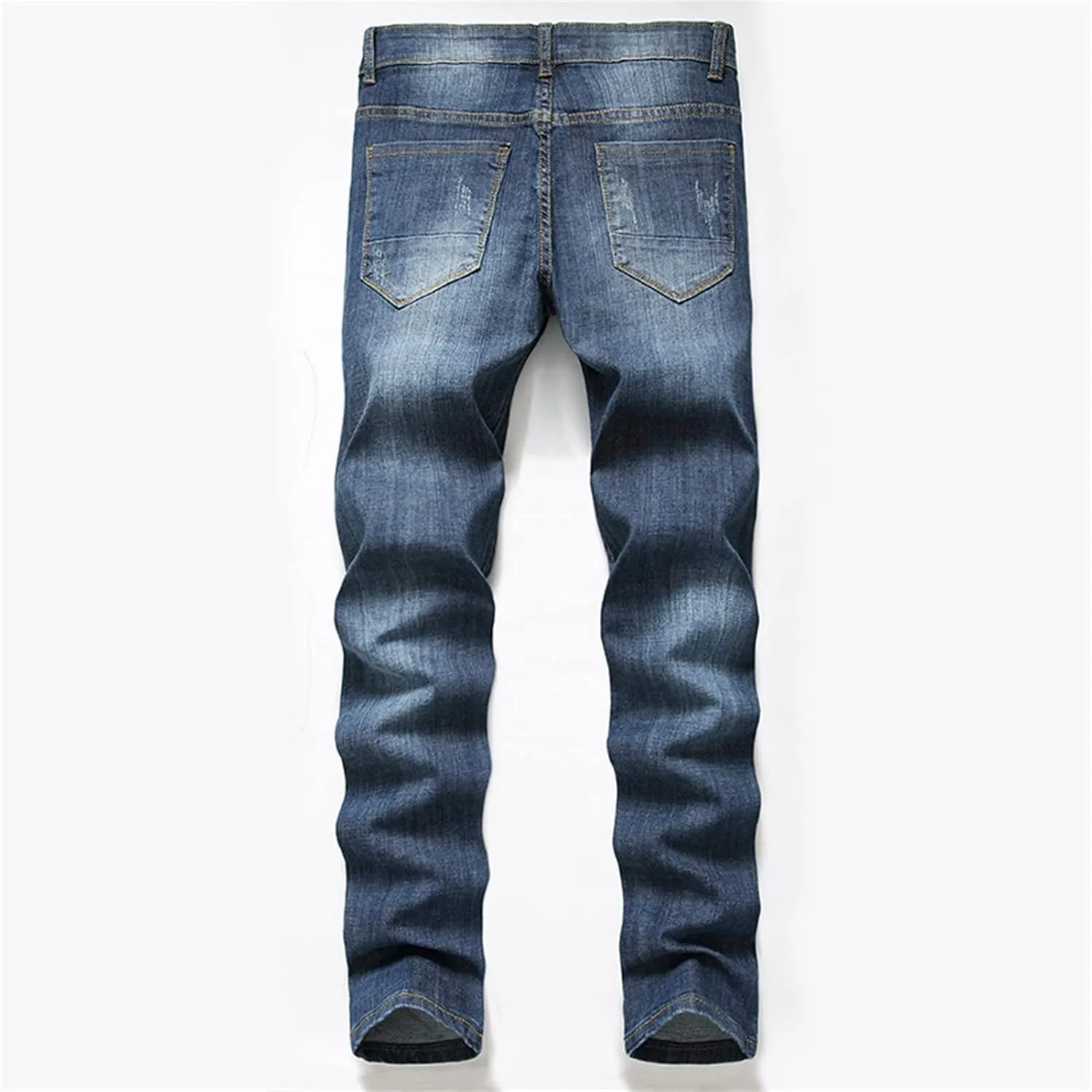Men's Ripped Vintage Slim Fit Jeans Skinny Stretch Denim Pencil Pants Distressed Destroyed Hip Hop Biker Jean