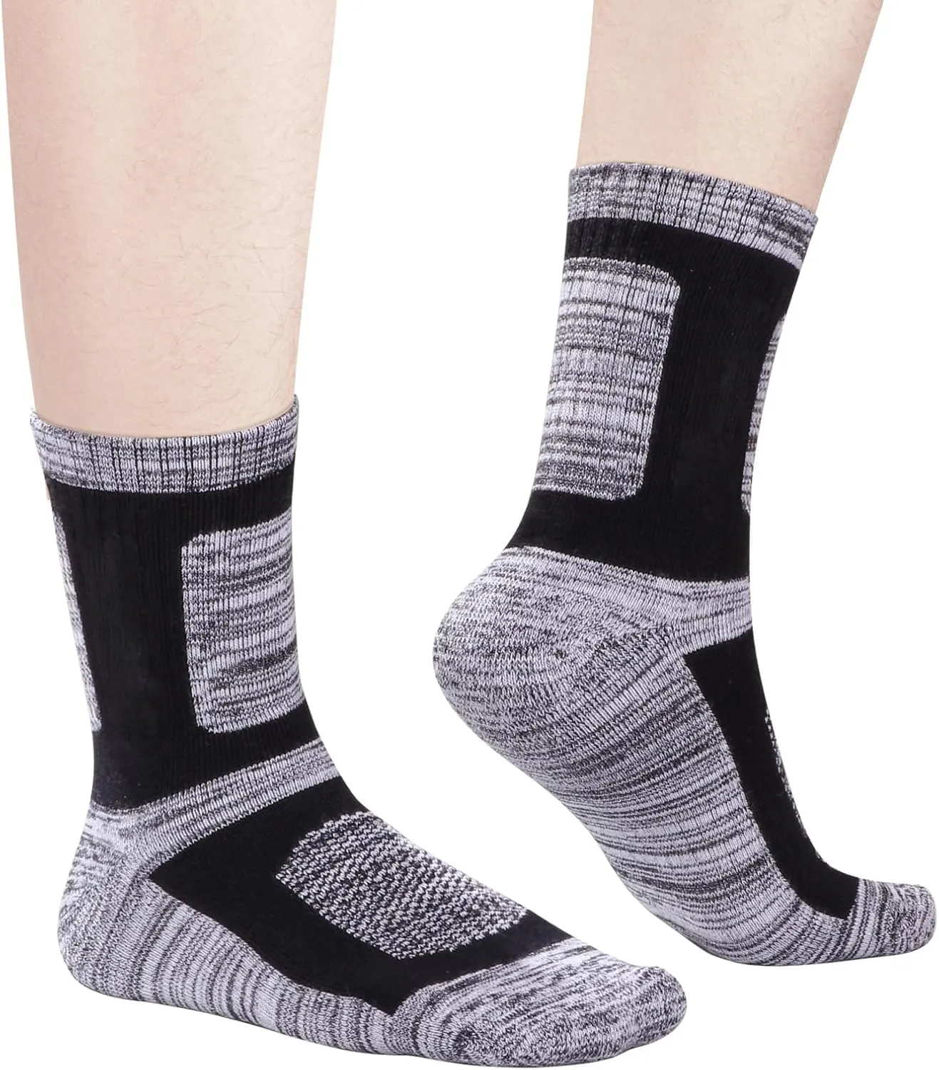 Moisture Wicking Casual Thick Cotton Socks Work Socks For Men, Anti-Odor Outdoor Hiking Athletic Cushioned Crew Socks