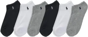 POLO RALPH LAUREN mens Classic Sport Solid Low Cut Socks - 6 Pair Pack - Athletic Cushioned Cotton