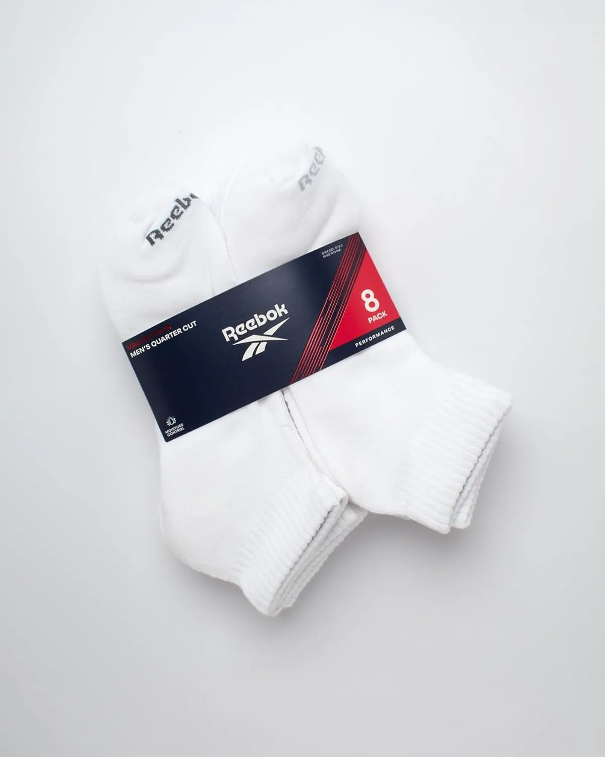 Reebok Men's Quarter Socks - 8 Pack Performance Arch Support Socks - Cushioned Athletic Socks for Men (Shoe Size: 6-12.5)