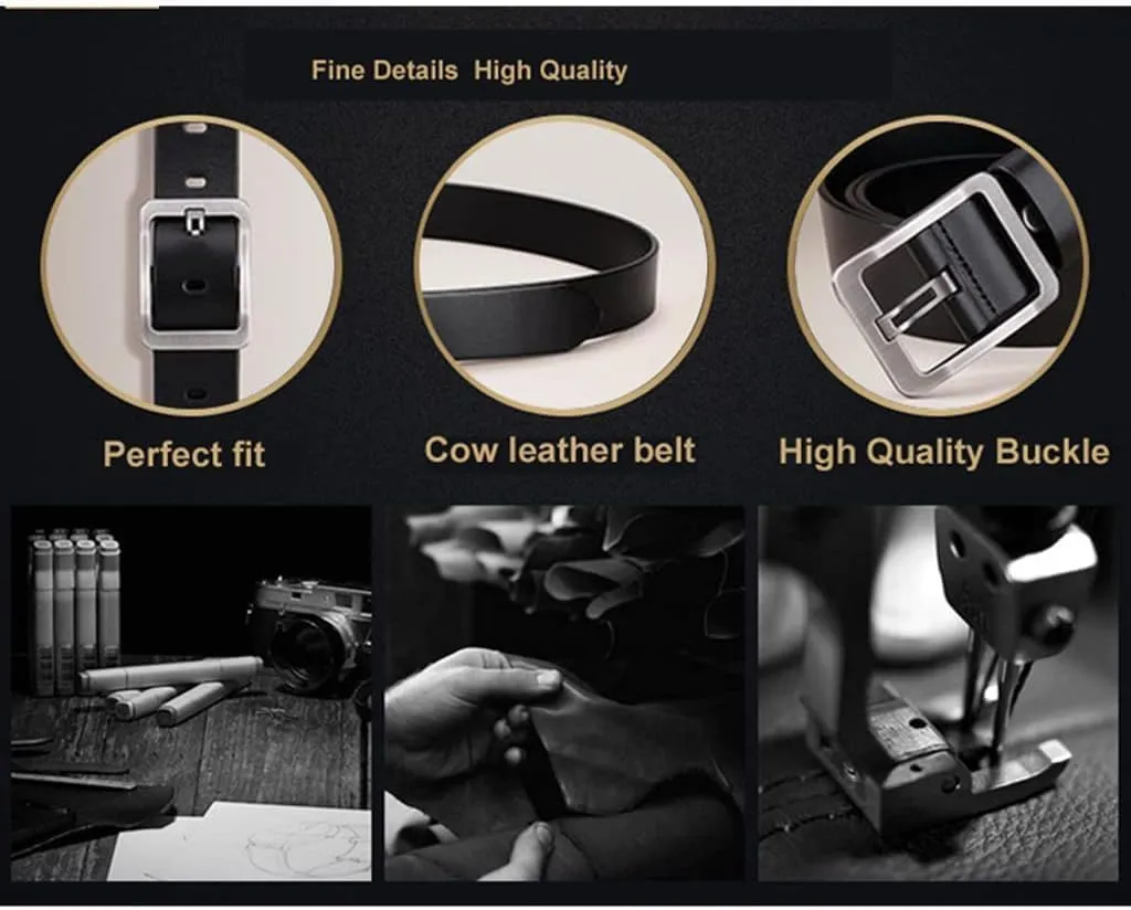 Sress Belts Men Genuine Leather Cowhide Belt Male Strap Pin Buckle Cowboy Work Dress Belts Casual Belts