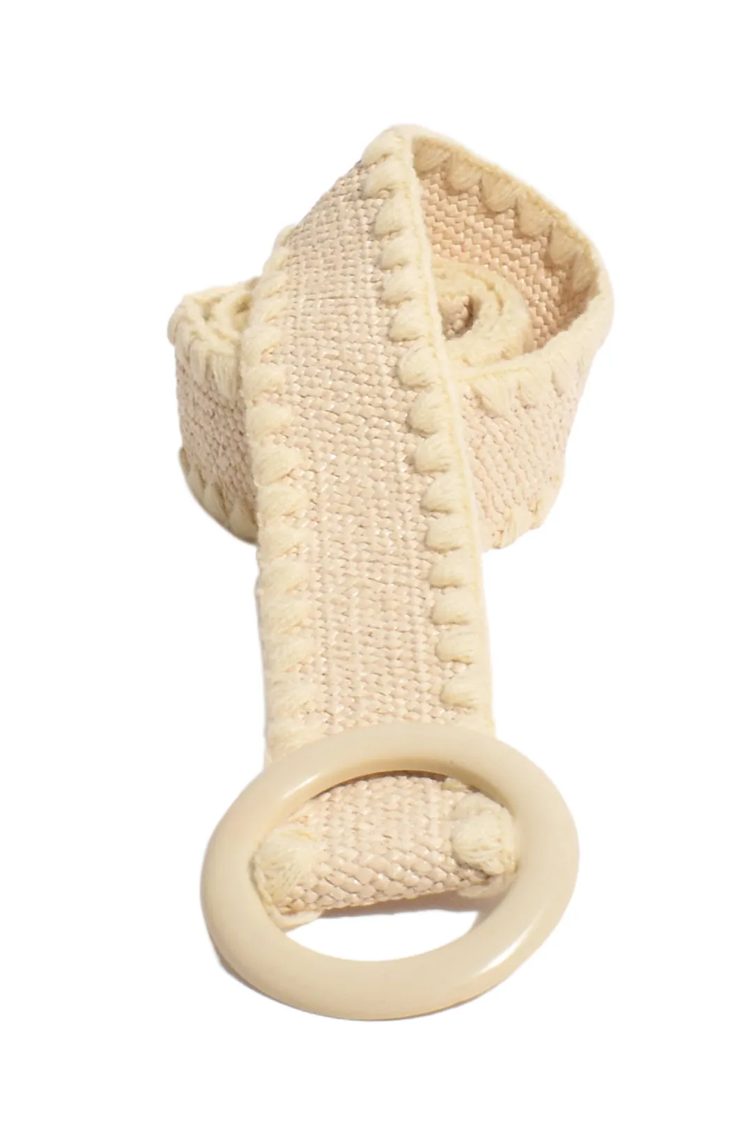 Stitch Edge Resin Buckle Stretch Belt Cream