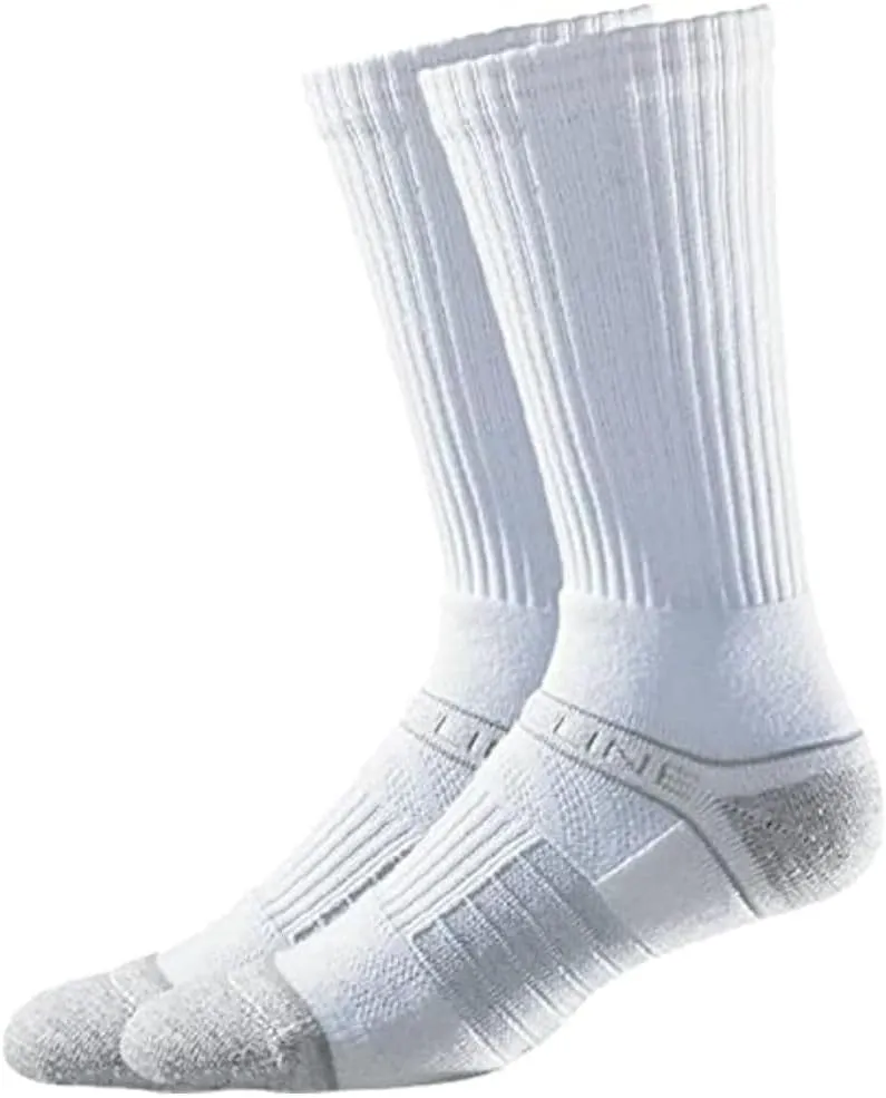 Strideline Basic Crew Socks | Quad-Ply Yarn Padding, Direct Compression and Zoned Cushioning, 1 Pack (White, Small)