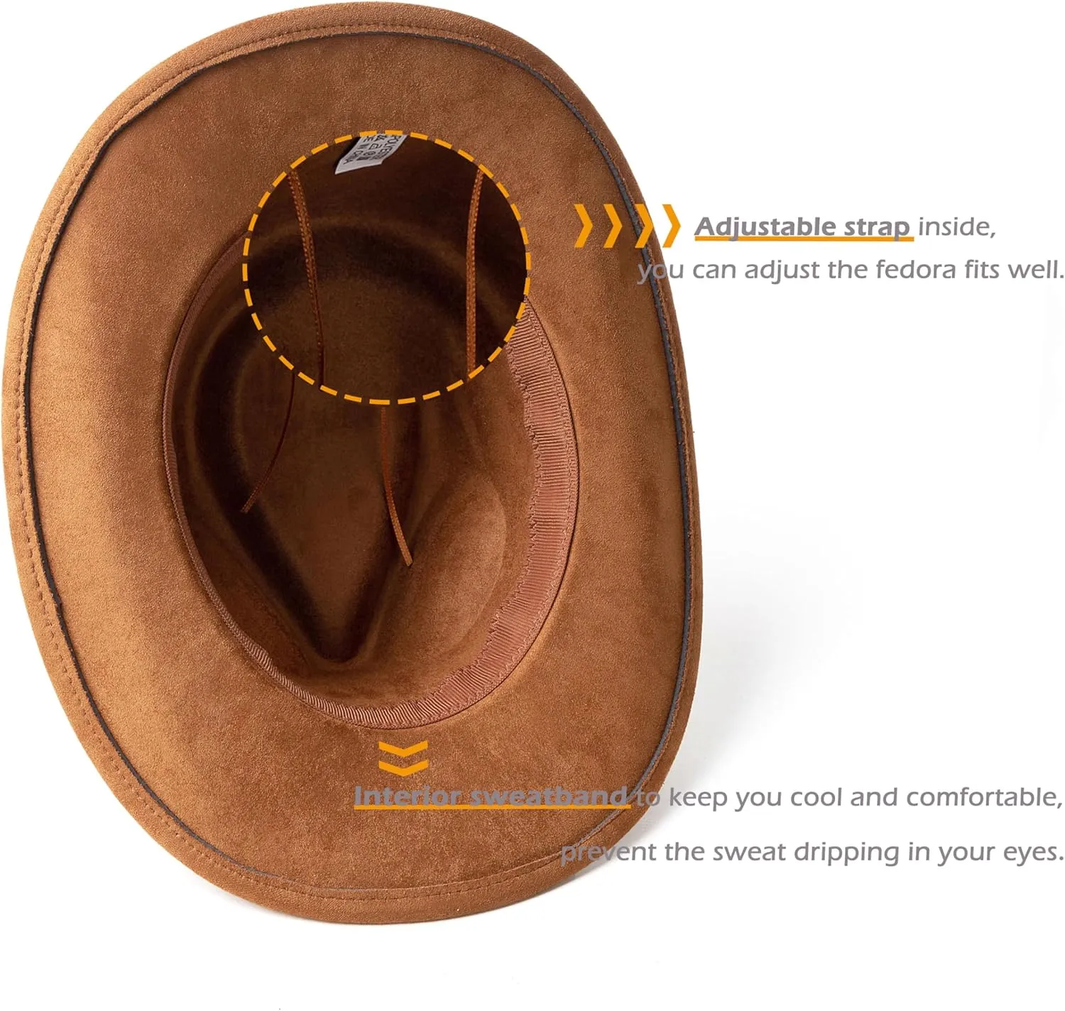 Suede Cowboy Hat for Women and Men Classic Western Cowboy Hats with Wide Brim
