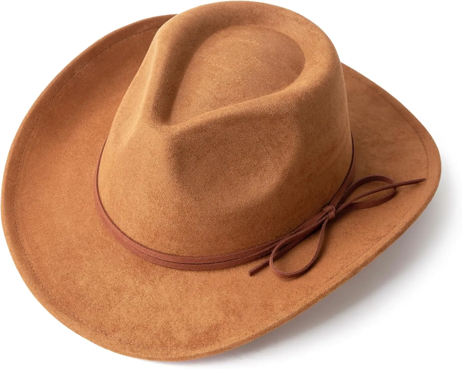 Suede Cowboy Hat for Women and Men Classic Western Cowboy Hats with Wide Brim