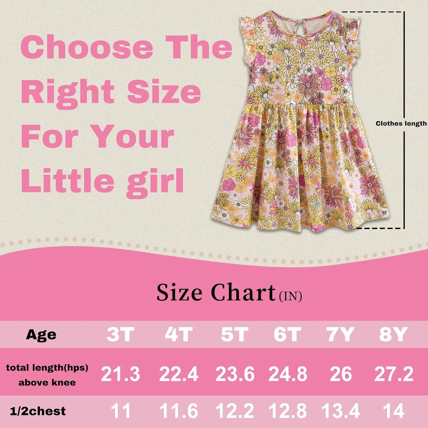 Toddler Girls Dress Ruffle Sleeve Casual Print Dresses Kids Summer Clothes 3-8 Years