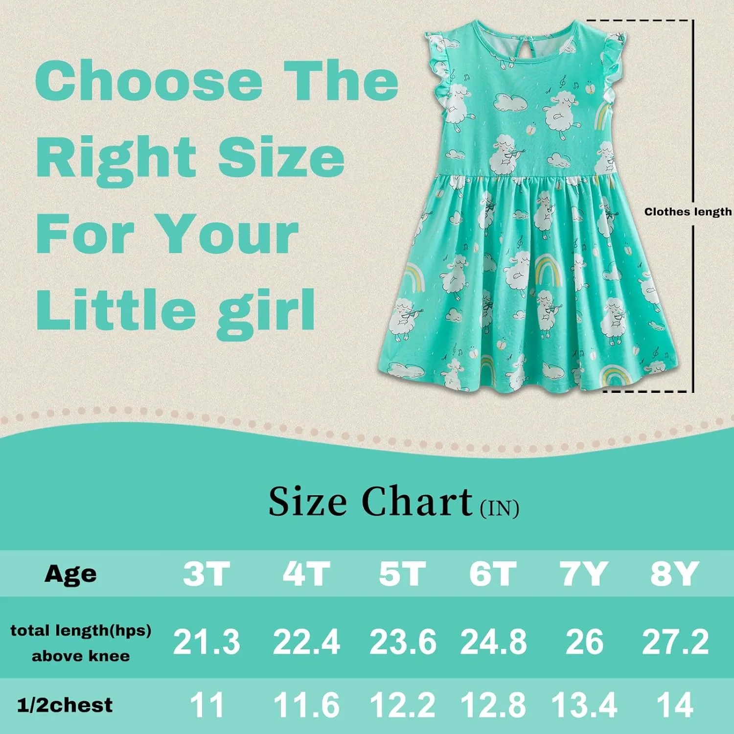Toddler Girls Dress Ruffle Sleeve Casual Print Dresses Kids Summer Clothes 3-8 Years