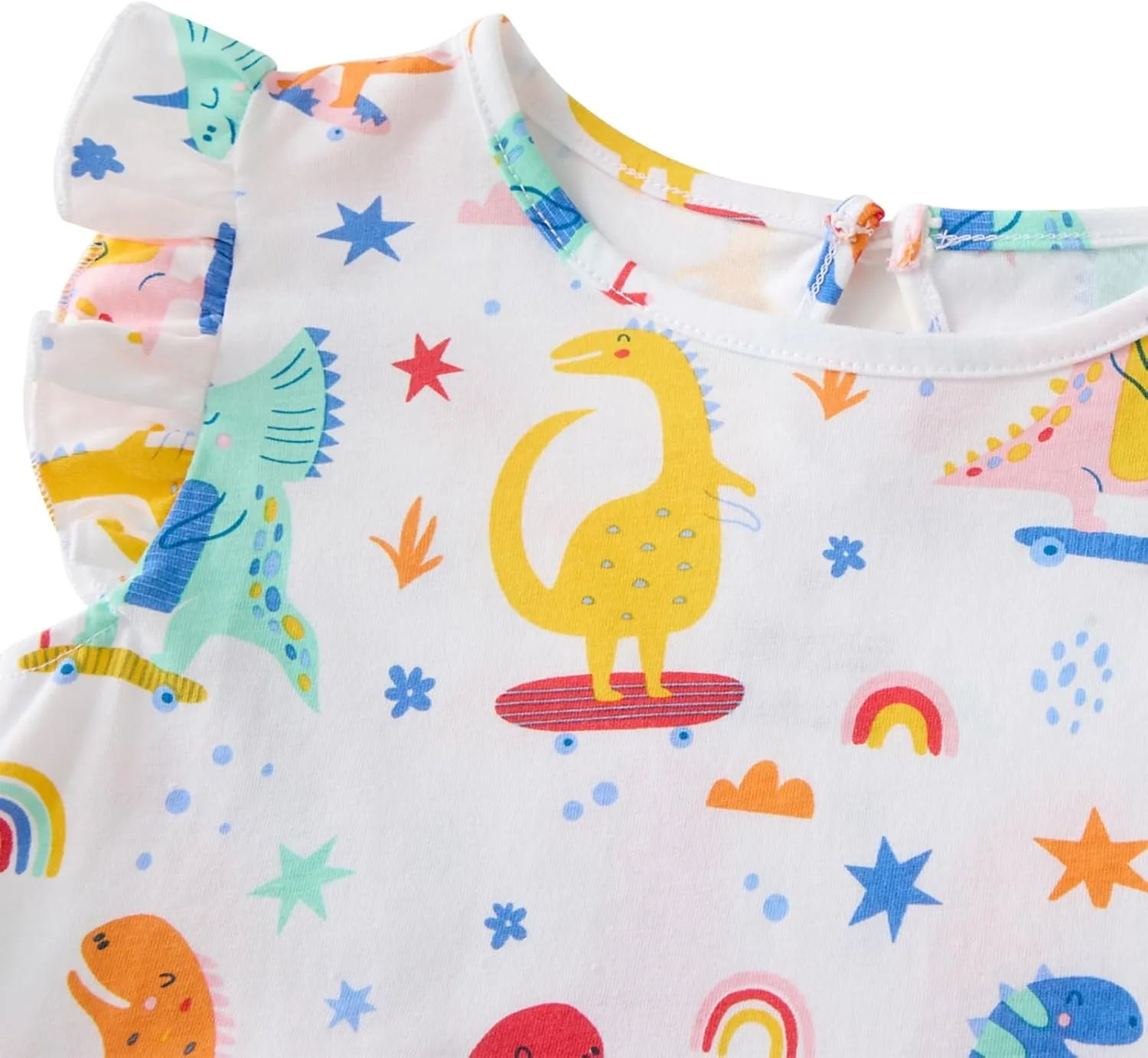 Toddler Girls Dress Ruffle Sleeve Casual Print Dresses Kids Summer Clothes 3-8 Years