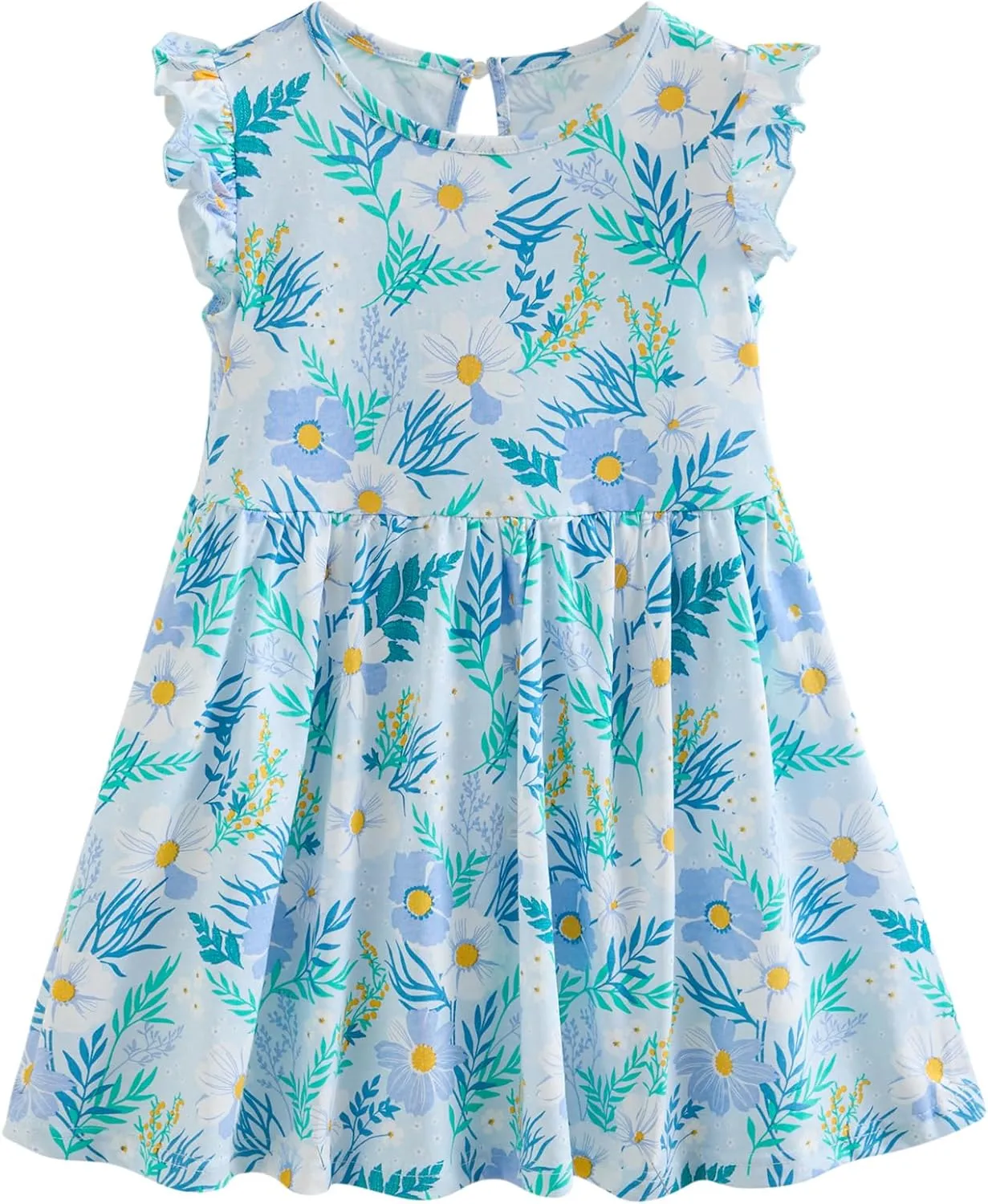 Toddler Girls Dress Ruffle Sleeve Casual Print Dresses Kids Summer Clothes 3-8 Years