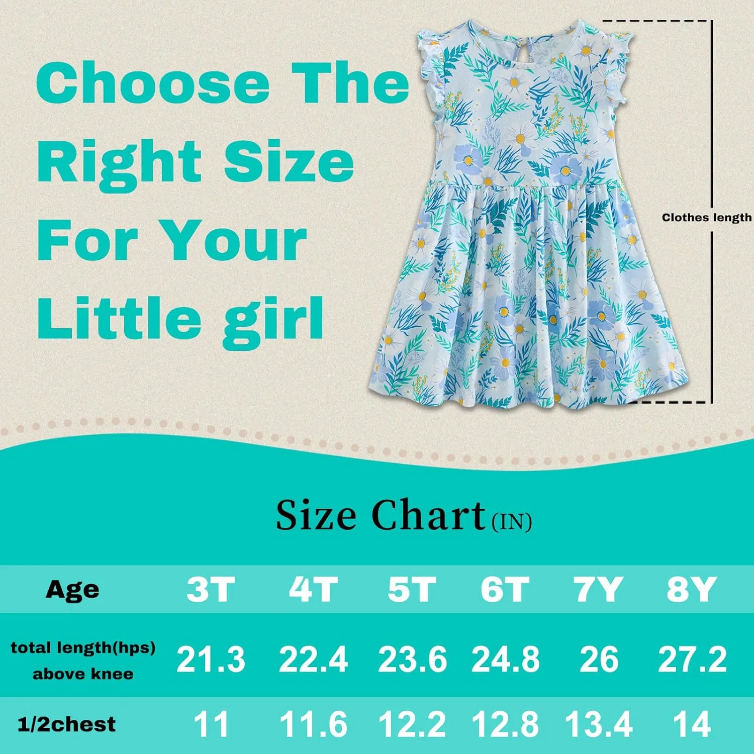 Toddler Girls Dress Ruffle Sleeve Casual Print Dresses Kids Summer Clothes 3-8 Years