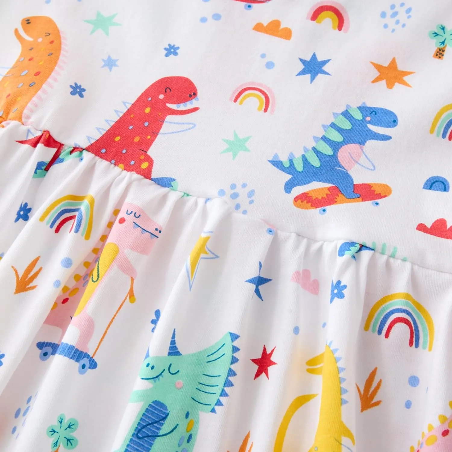 Toddler Girls Dress Ruffle Sleeve Casual Print Dresses Kids Summer Clothes 3-8 Years