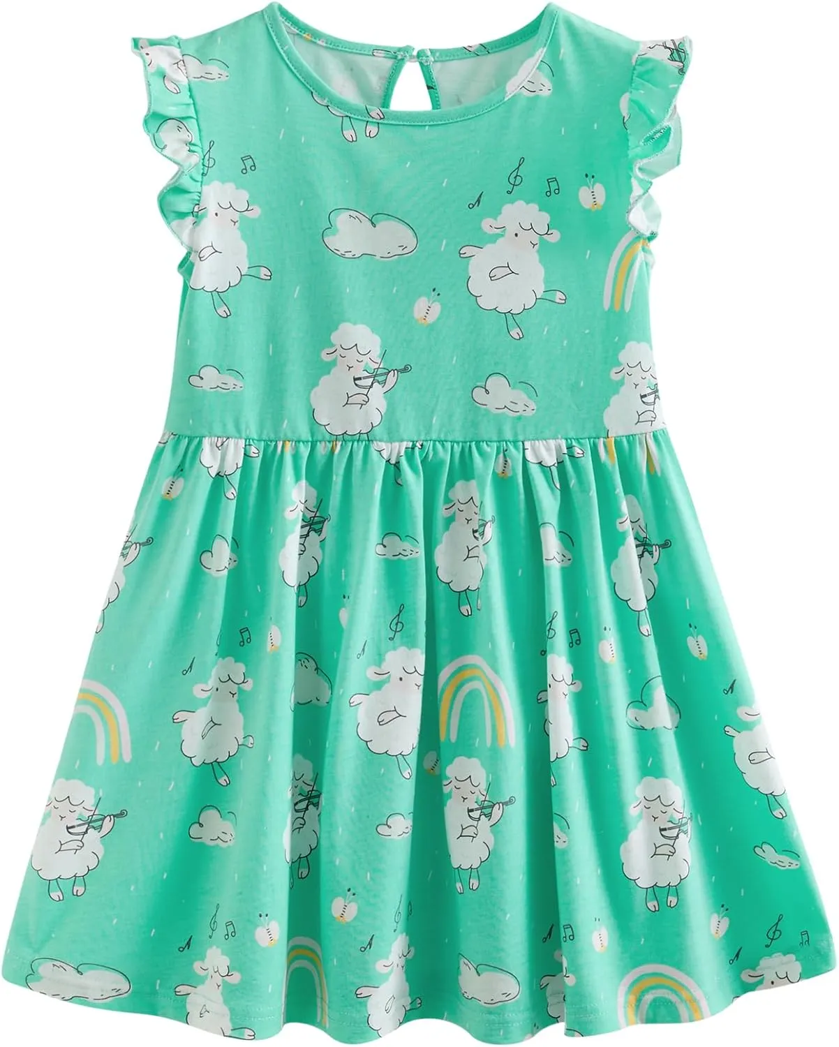 Toddler Girls Dress Ruffle Sleeve Casual Print Dresses Kids Summer Clothes 3-8 Years