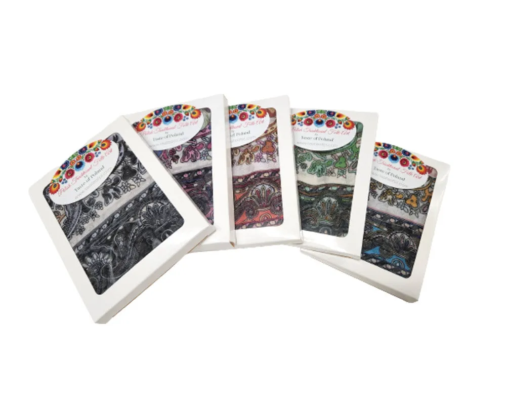 Traditional Polish Folk Head Scarf - Ukrainian Collection, Black Grey