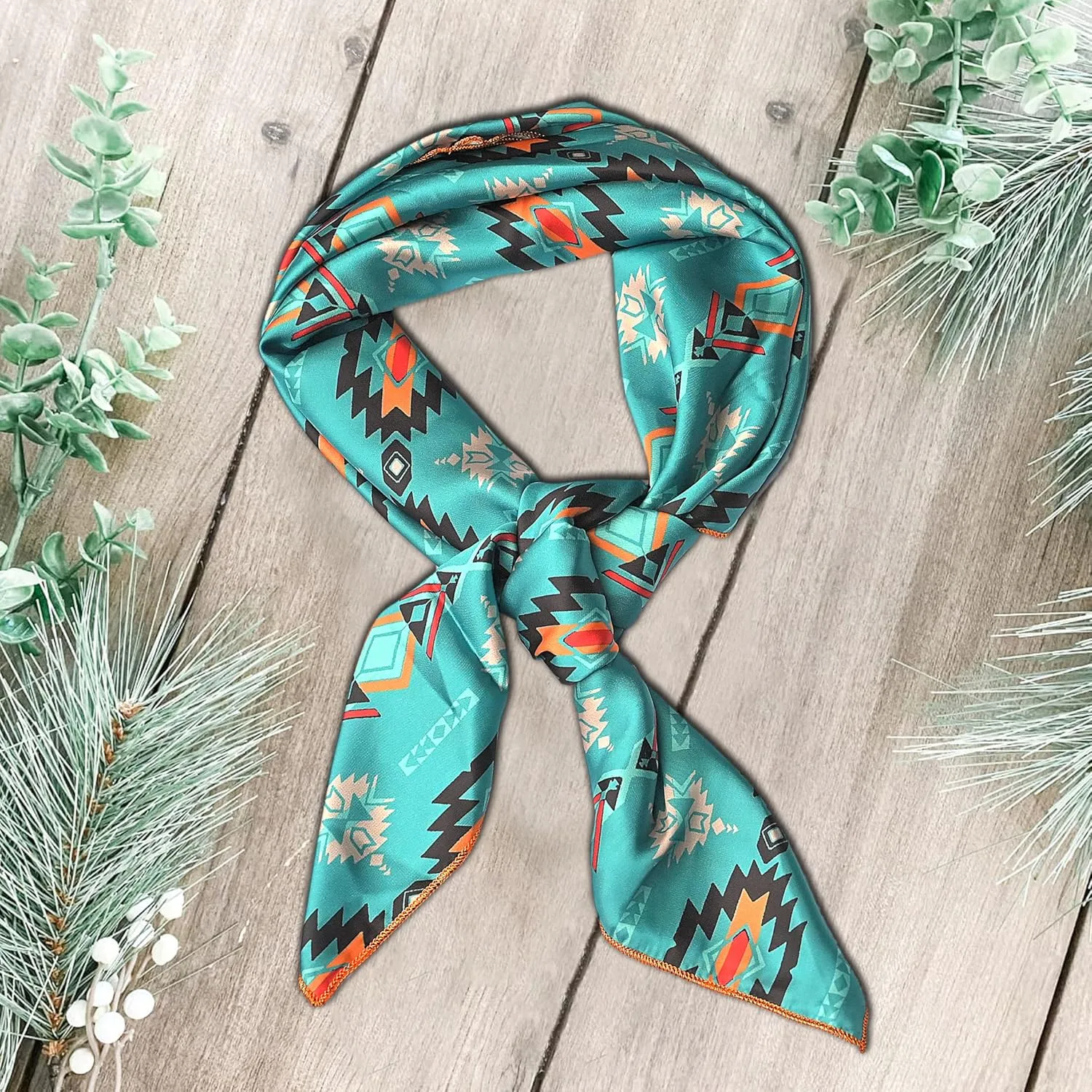 Western Cowboy Wild Rag Silk Scarf Bandana Square Silky 38'' Scarves for Men & Women