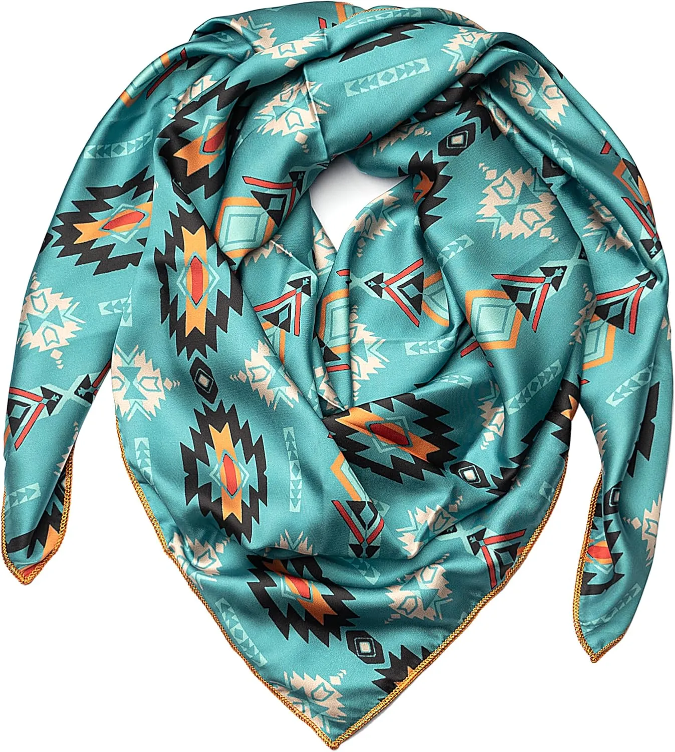 Western Cowboy Wild Rag Silk Scarf Bandana Square Silky 38'' Scarves for Men & Women
