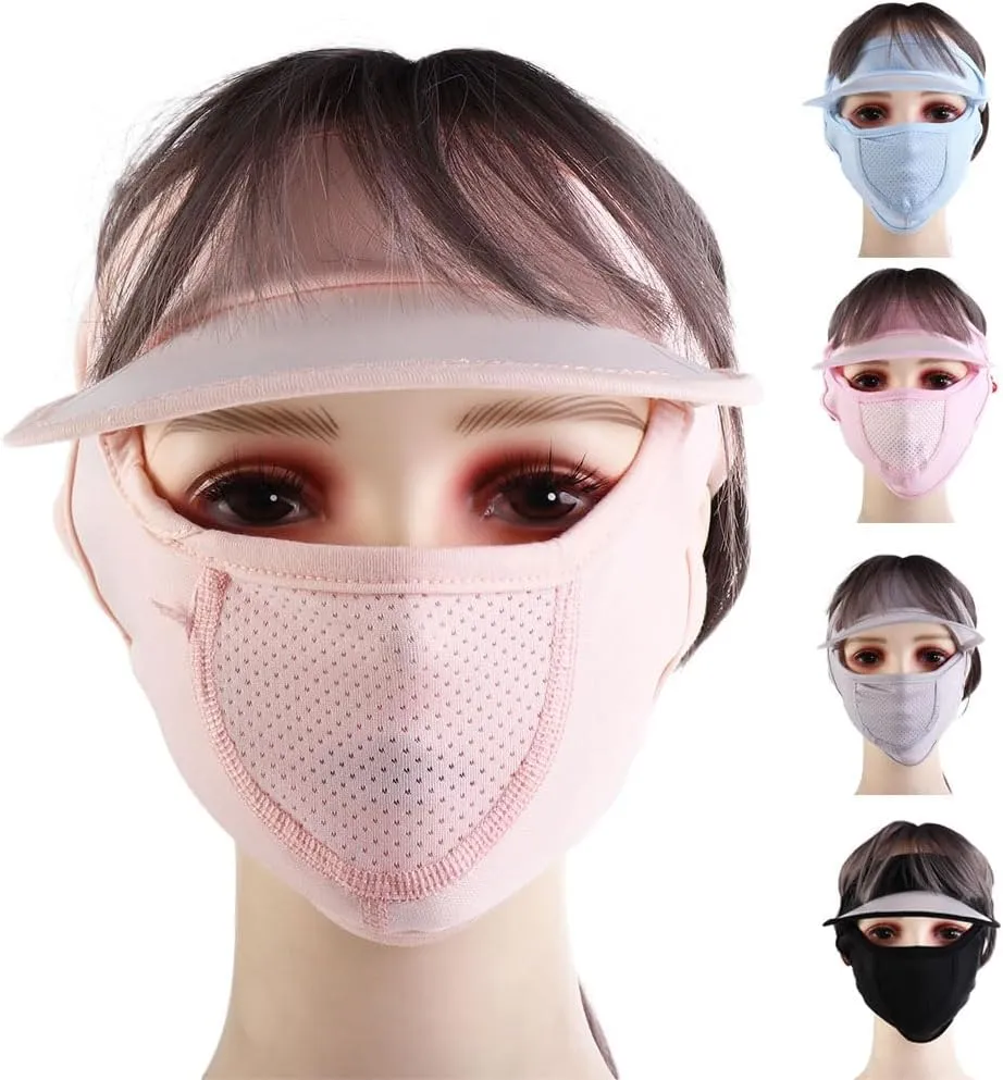 Women Face Cover Summer Sunscreen Face Gini Mask Face Mask Eye Protection UV Protection Veil Sun Hats for Driving Cycling