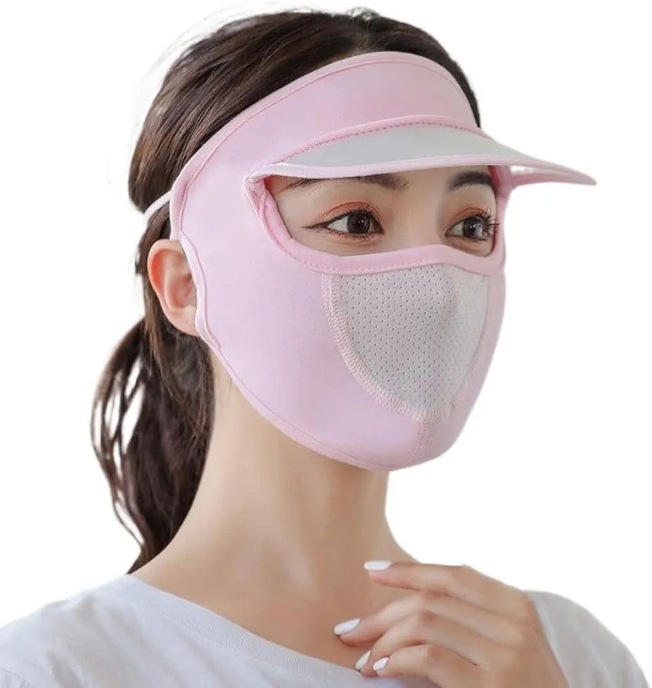 Women Face Cover Summer Sunscreen Face Gini Mask Face Mask Eye Protection UV Protection Veil Sun Hats for Driving Cycling