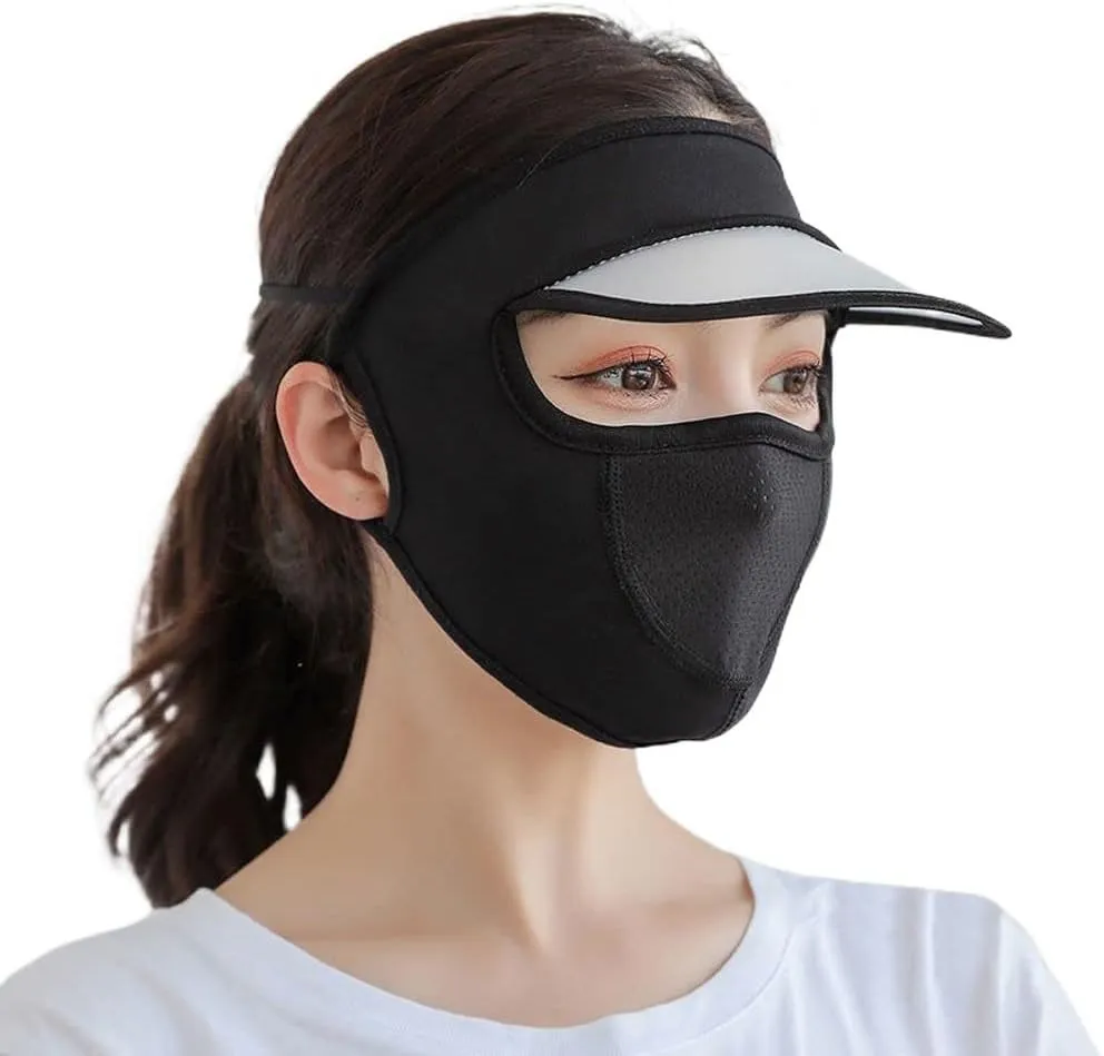 Women Face Cover Summer Sunscreen Face Gini Mask Face Mask Eye Protection UV Protection Veil Sun Hats for Driving Cycling