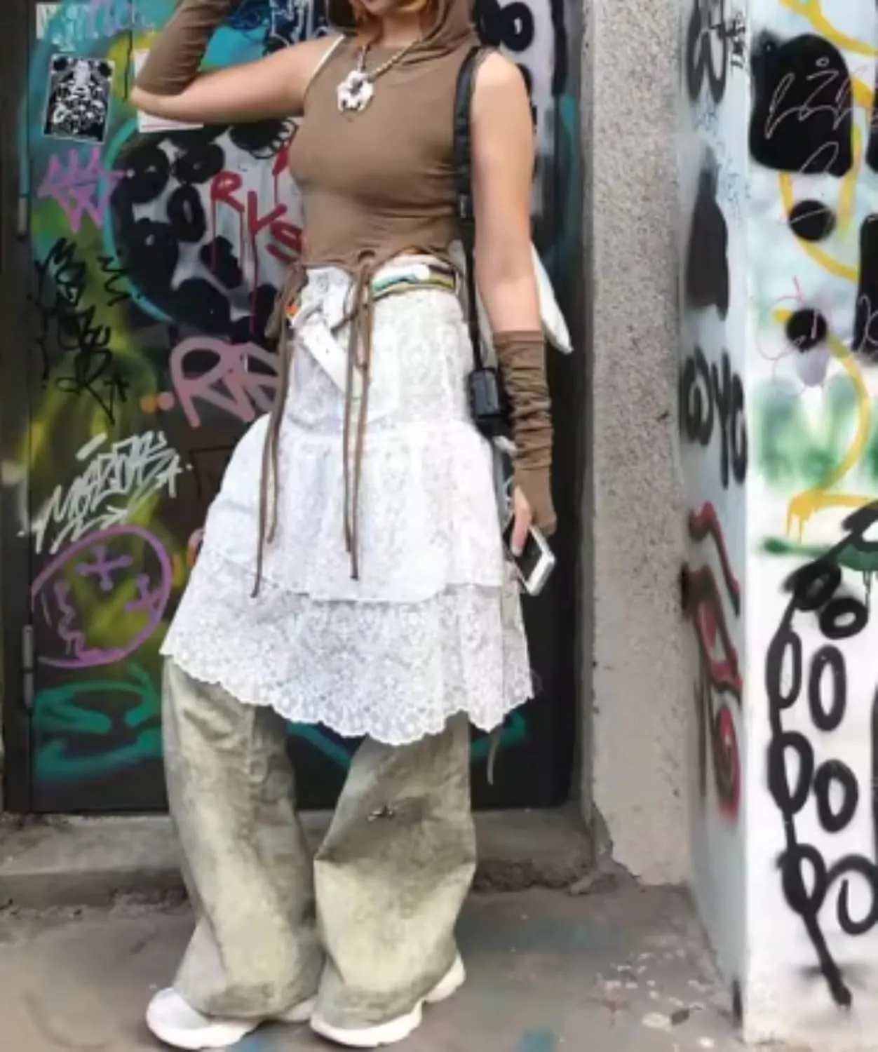 Women Wasteland Top Y2K Tank Top with Hoodie Vintage Cloak Backless Tops Hollowed Cami with Sleeves