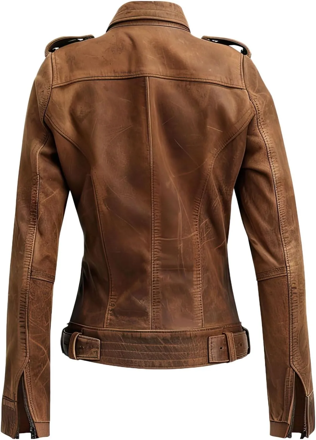 Womens Chocolate Brown Genuine Suede Moto Jacket  Stand Collar Zip-Up Biker Style Leather Jacket (customizable size)