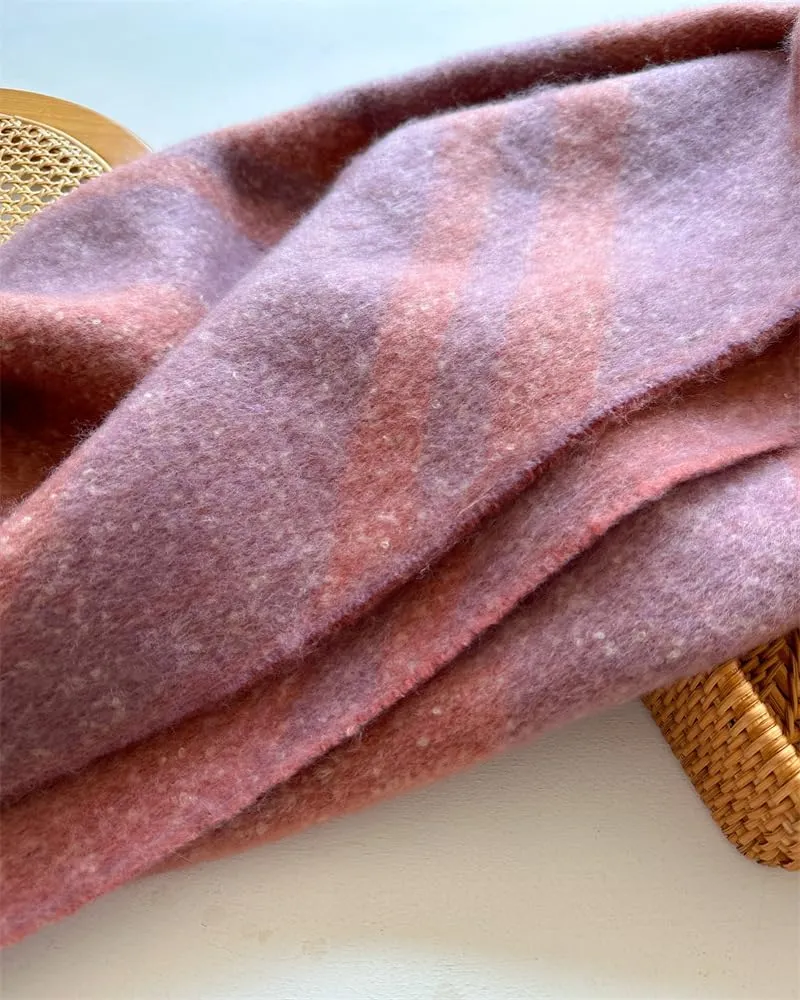 Women's Large Chunky Plaid Scarf Coloured Checked Oversized Scarf Tassel Soft Fall Winter Thick Warm Shawl