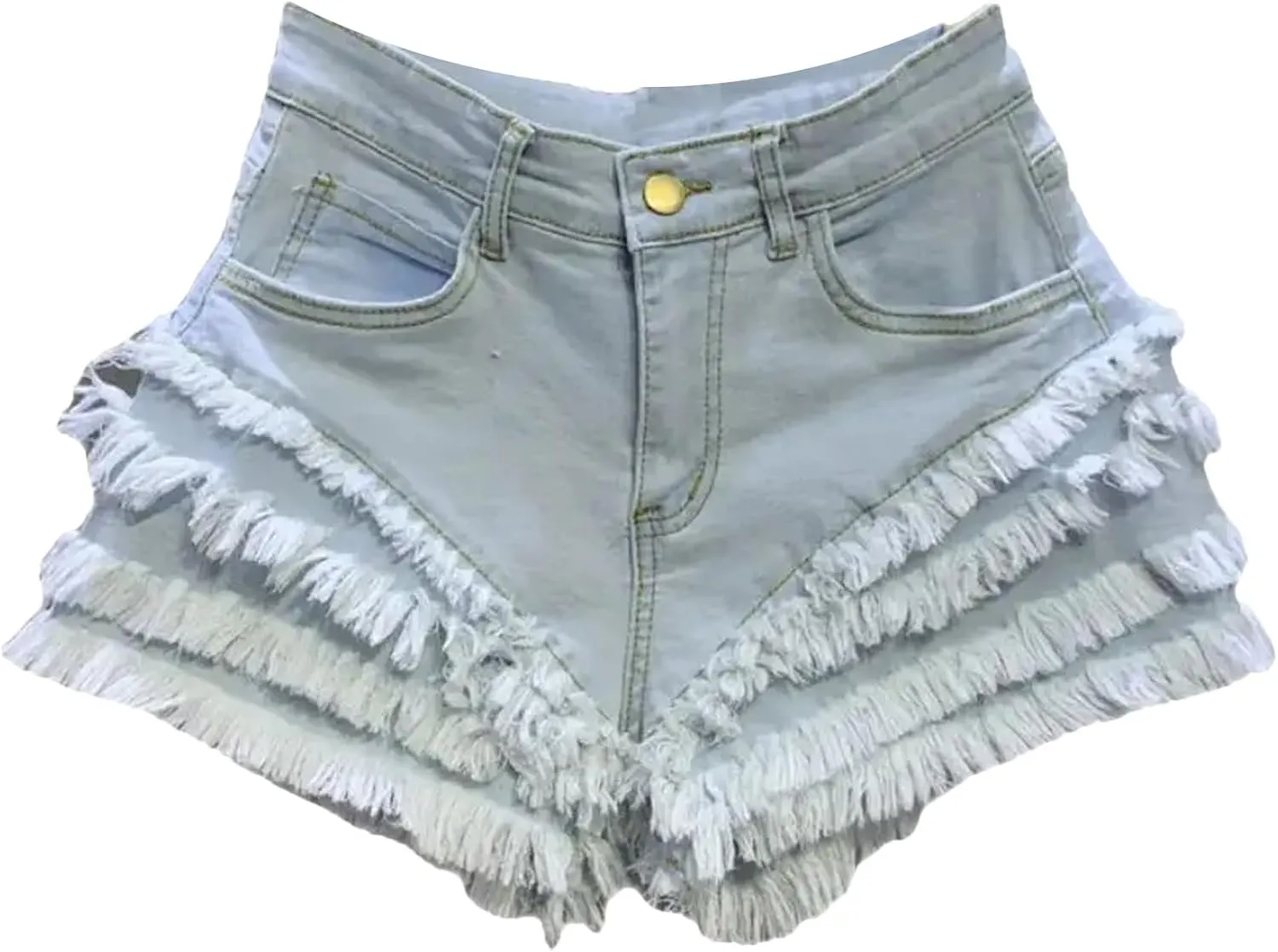 Womens Punk Rock Spring Summer Denim Shorts Metal Studs Edgy High Waist Ripped Hot Pants