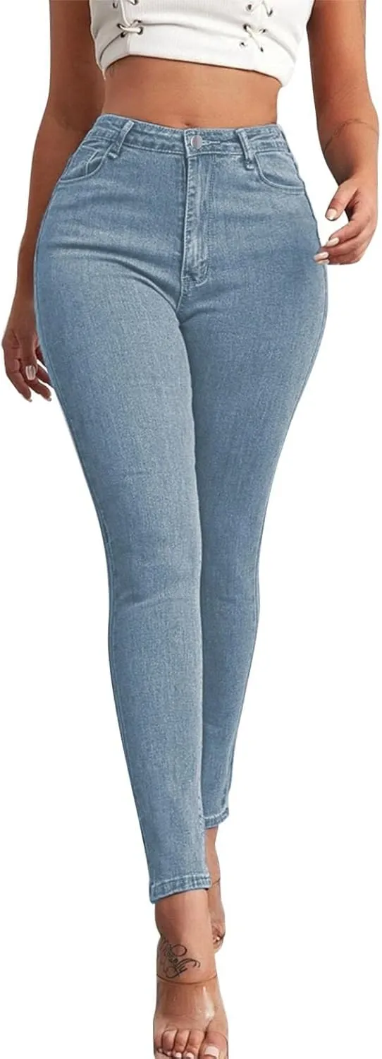 Women's Stretch Slim High Waist Sexy Skinny Pants Pencil Denim Trousers Tummy Control Butt Lift Jeans Stretch Leggings Paddy Distressed Skinny Long Strecthy Loose Soft womens pants size K98-B