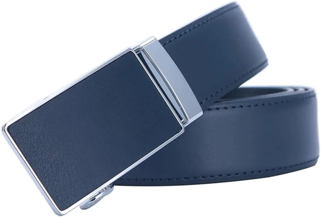 Yeuyyben Mens Genuine Leather Belt-Ratchet Automatic Buckle Men Business Belts