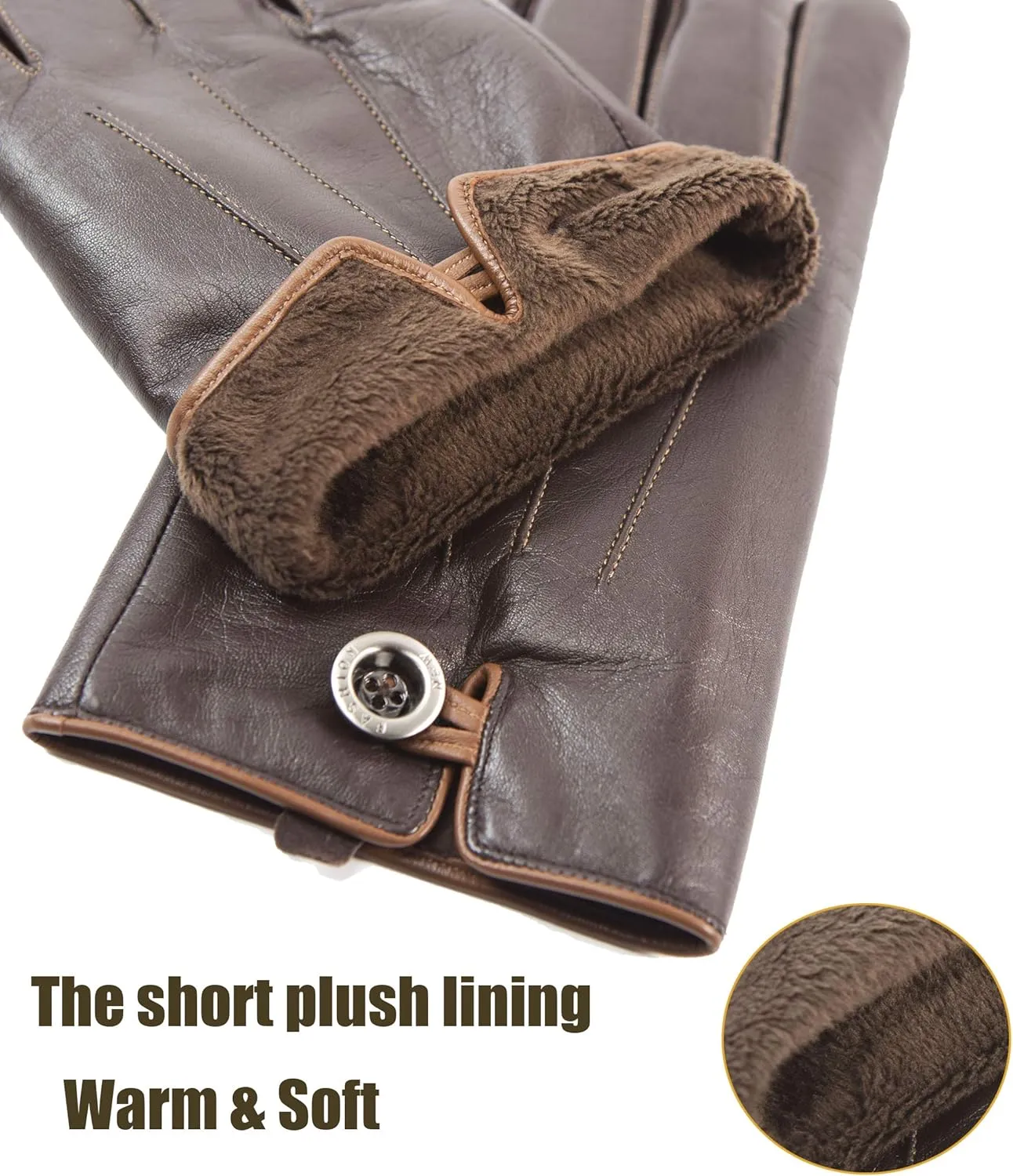 YISEVEN Winter Men's Lambskin Leather Gloves Touchscreen