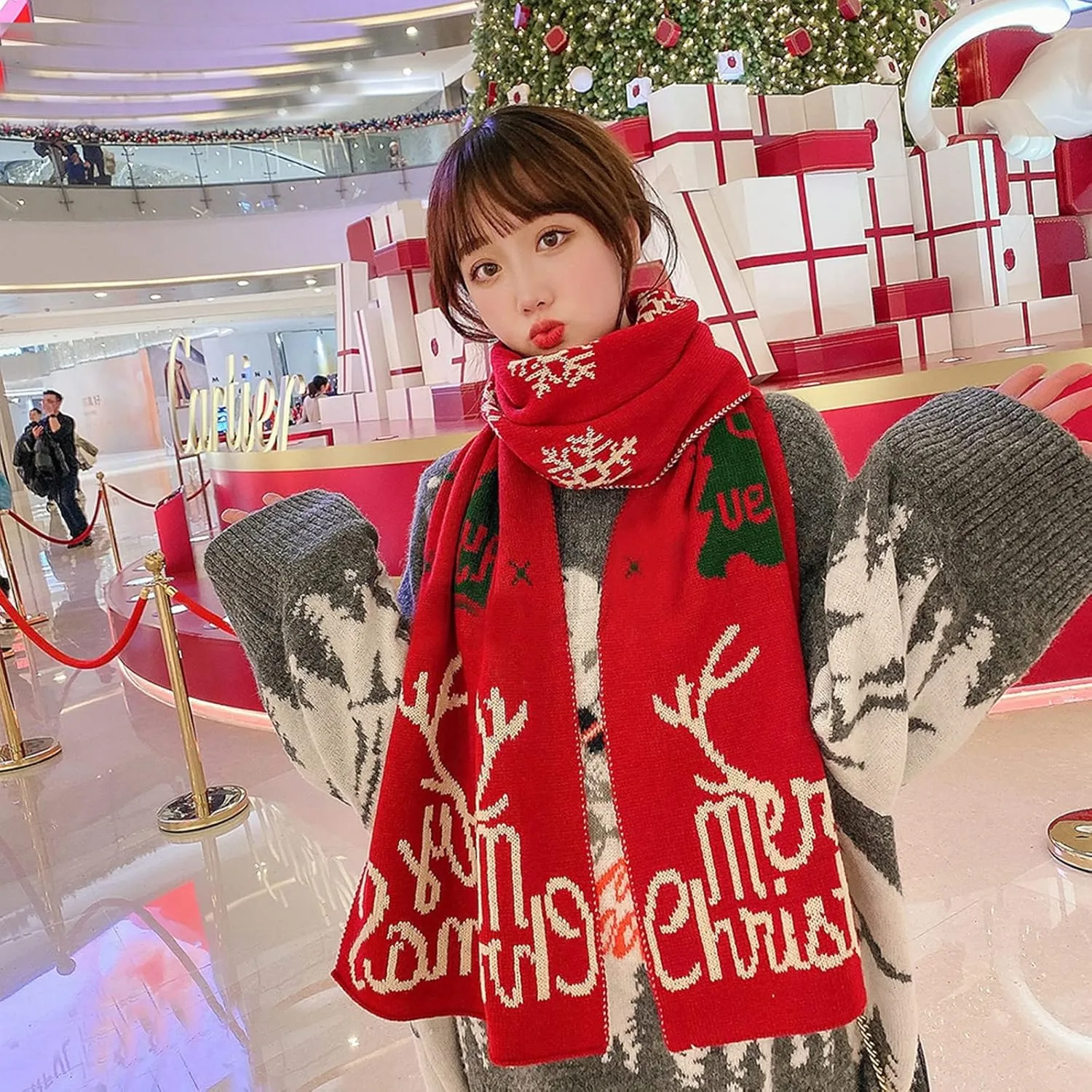 YOLAI Elegant Soft Warm Scarf Shawl Women and Warm Couple Christmas Models Fashion Scarf Knitted Men Scarf (A, One Size)